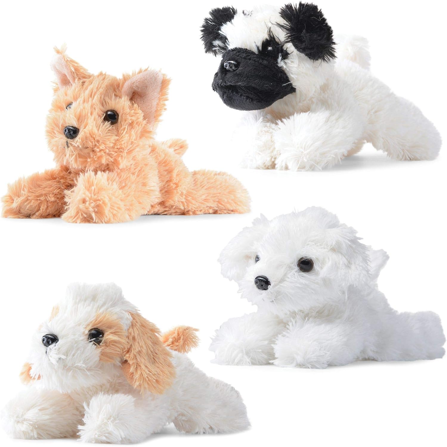 PREXTEX Stuffed Puppies Set of 4 - 6 Inch Plush Toys for Kids