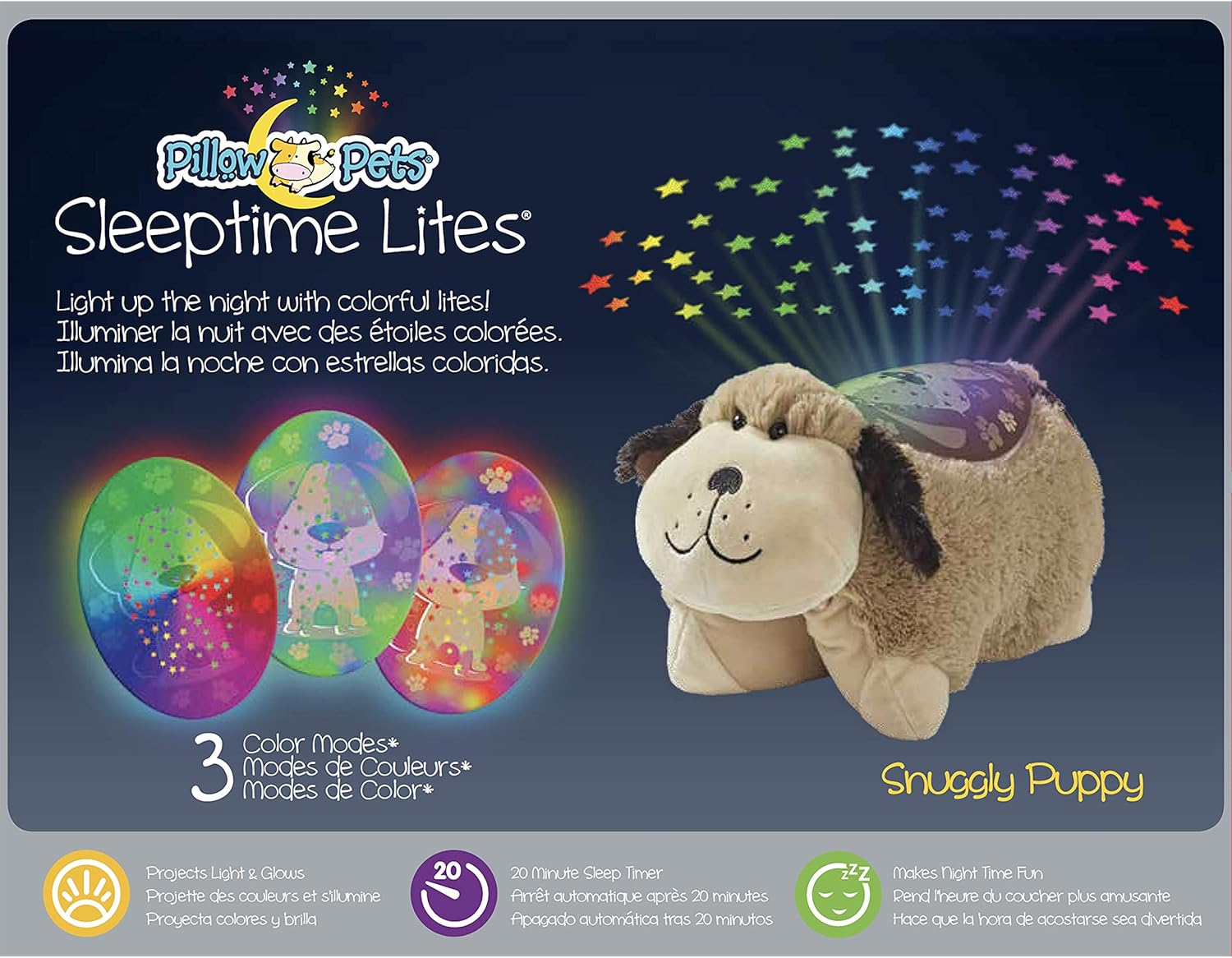 Pillow Pets Signature Snuggly Puppy Sleeptime Lite Brown