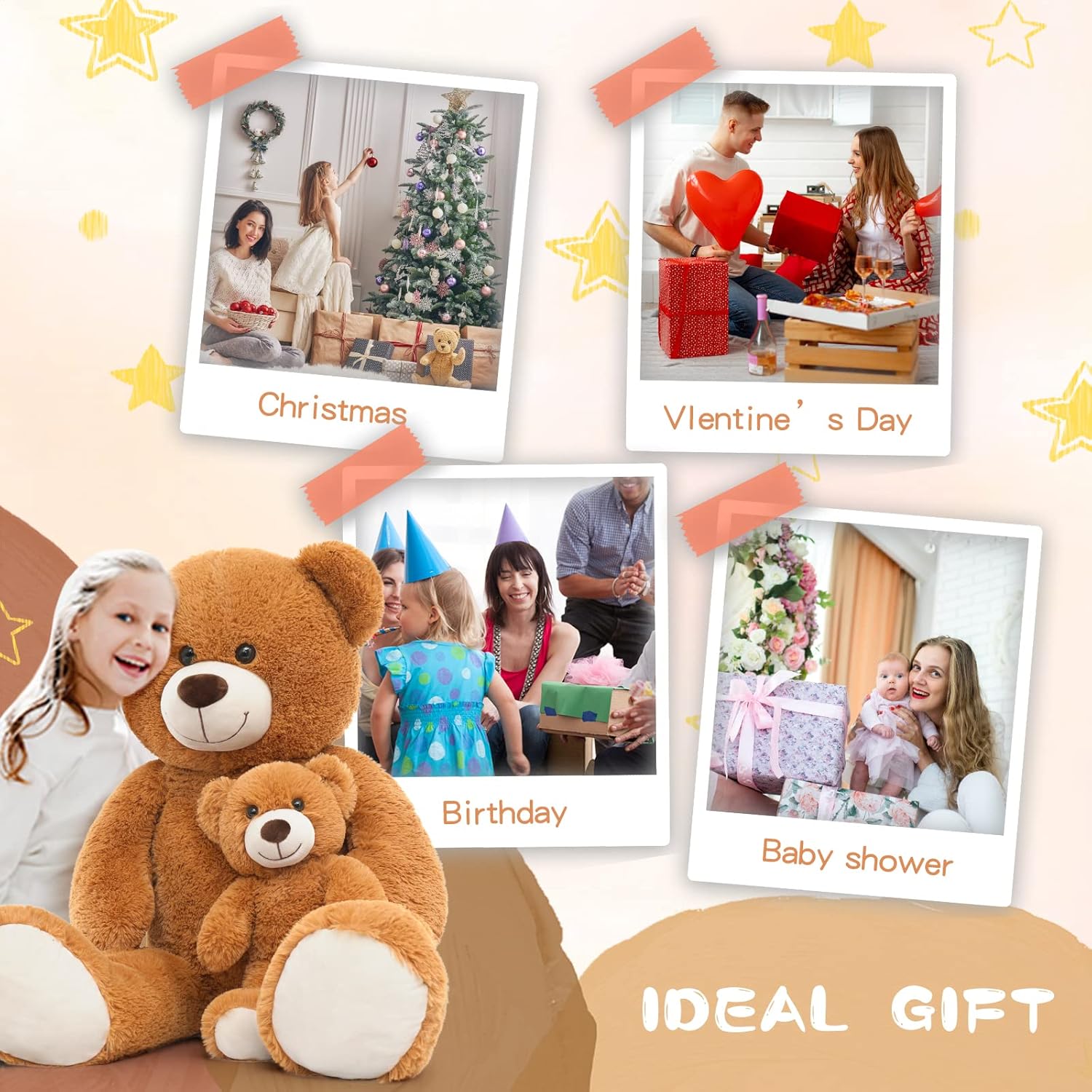 Tezituor 39in Giant Teddy Bear Mommy and Baby
