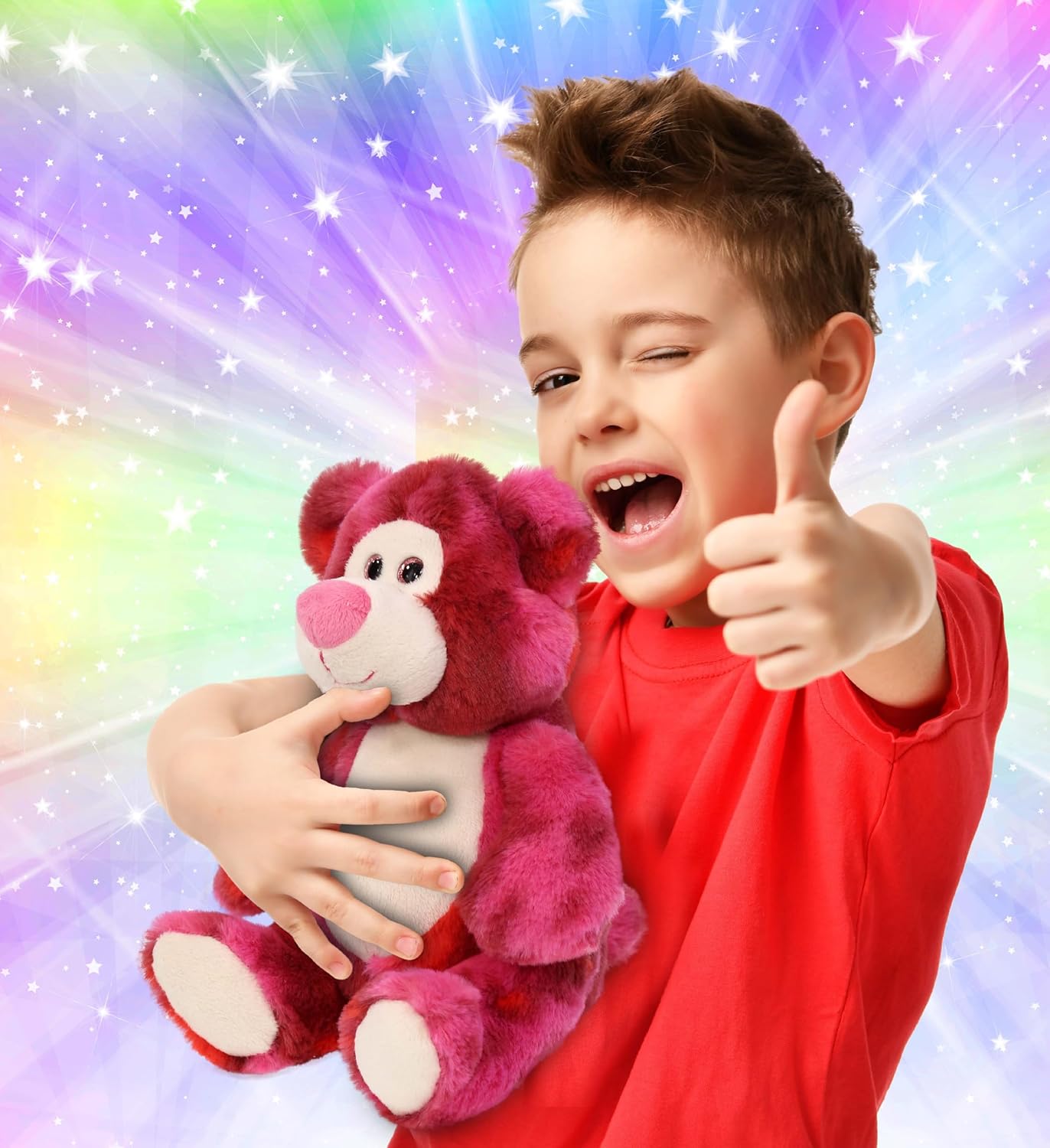 DolliBu Pink Tie-Dye Bear Plush Toy 9 Inches
