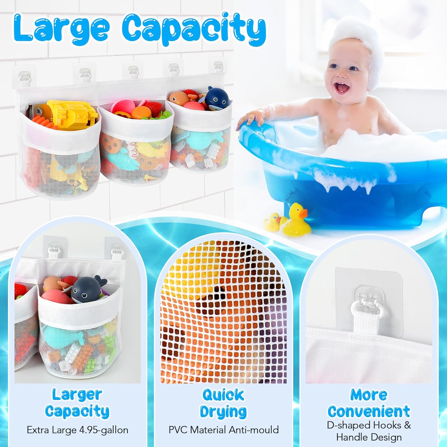 Satumho Bath Toy Storage Organizer White