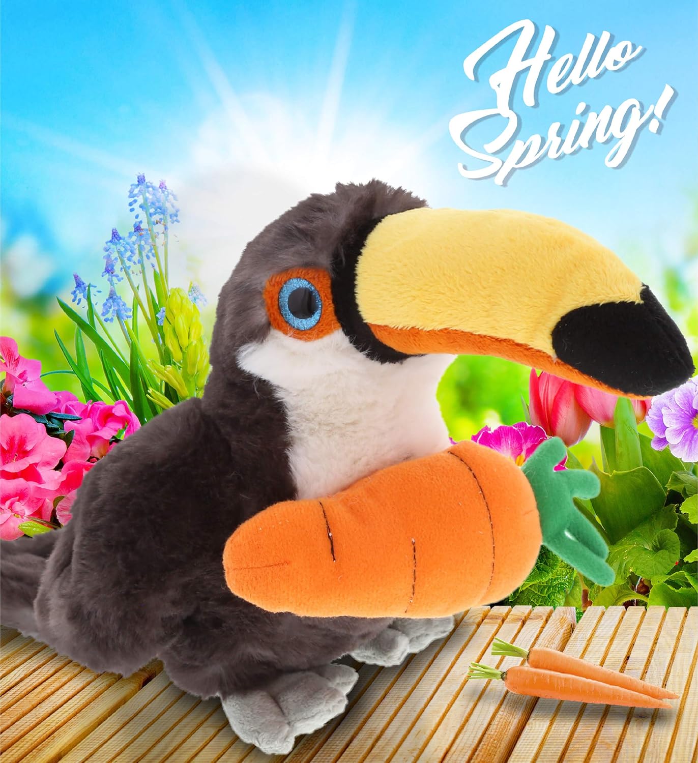 DolliBu Happy Easter Soft Plush Toucan with Carrot