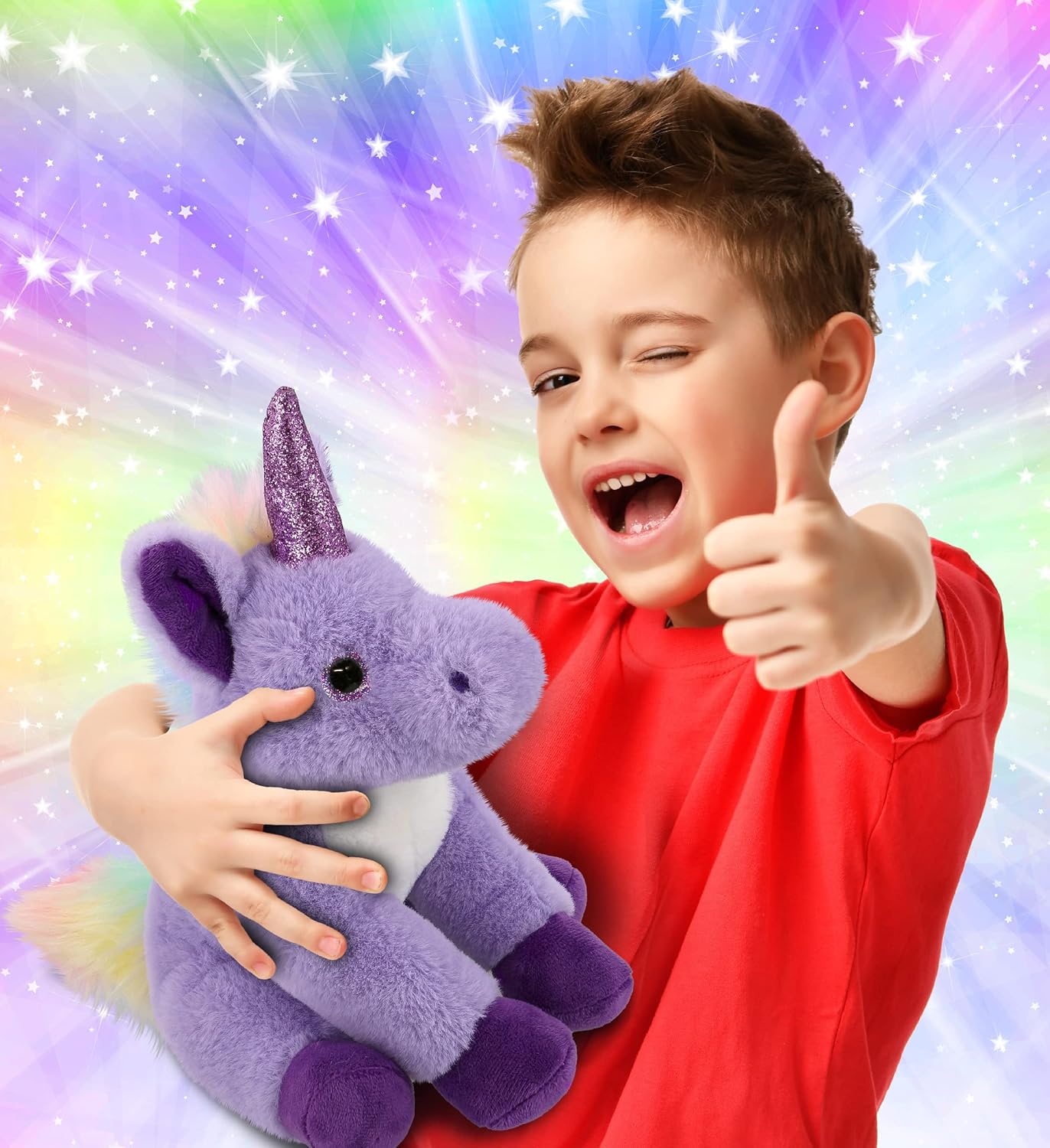 DolliBu Plush Purple Unicorn Toy - 9 Inches Huggable