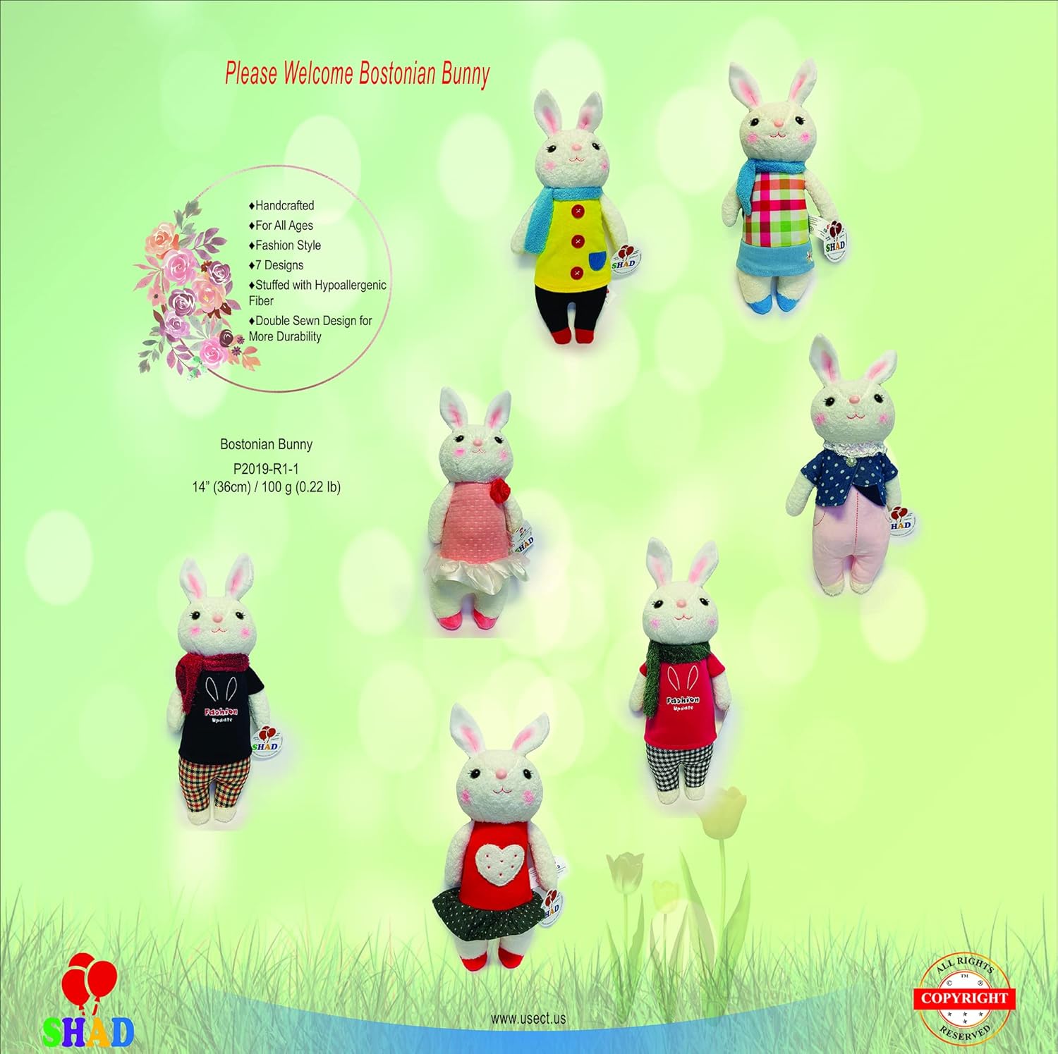 Cute Bunny Stuffed Animal with Pink Ears and Polka Dot Top