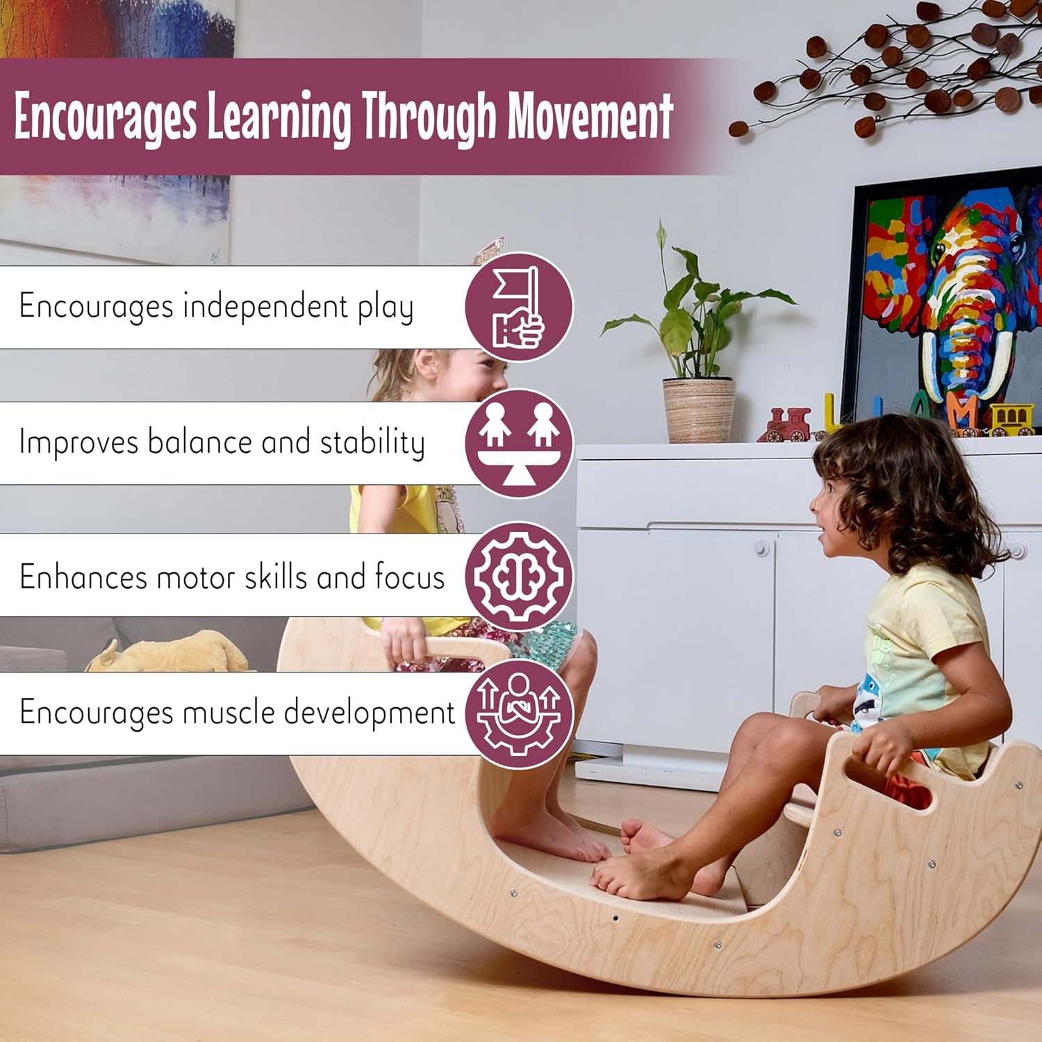 Kidodido Montessori Wooden Seesaw for Kids