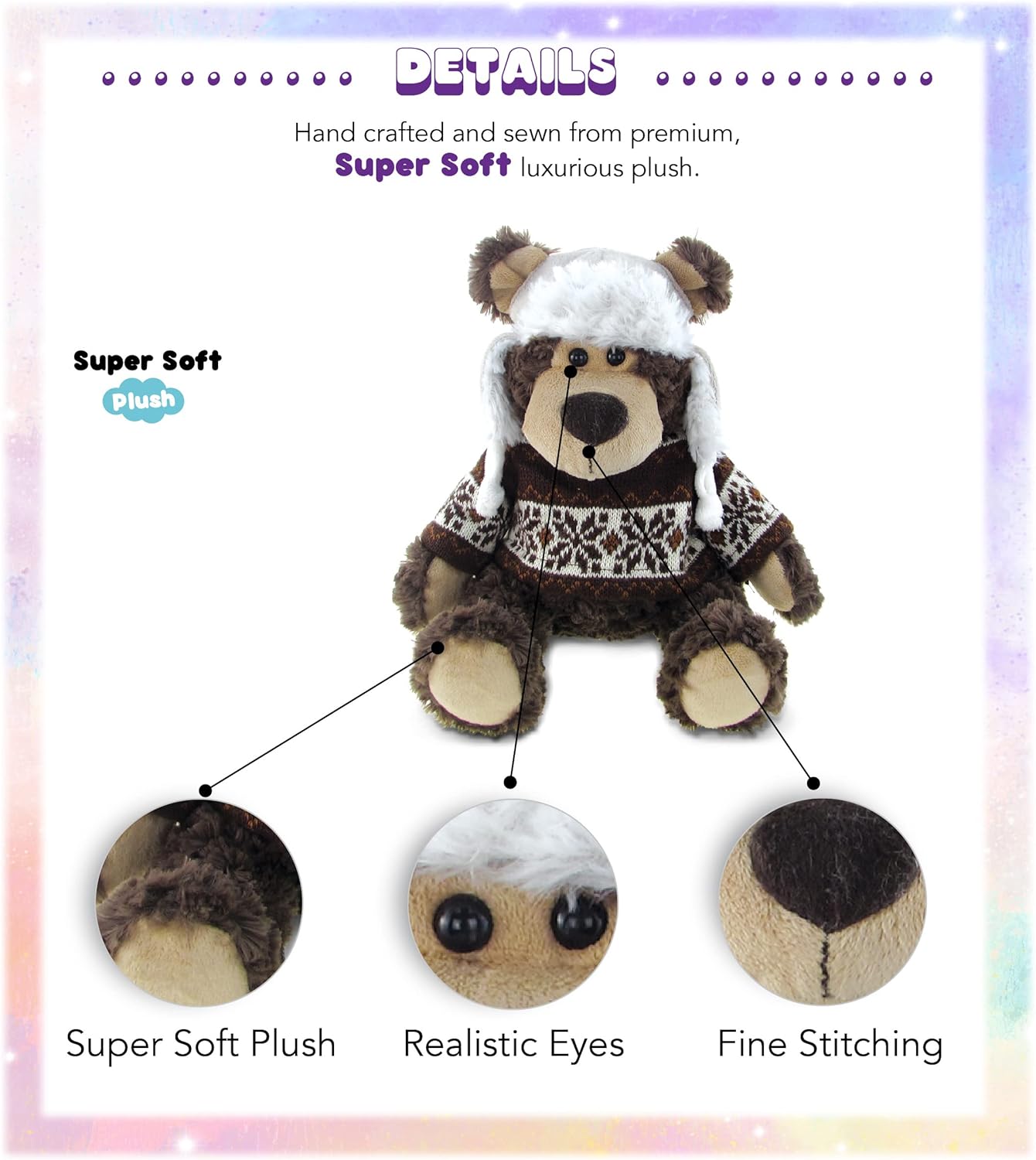 Puzzled DolliBu Plush Grizzly Bear with Hat and Sweater