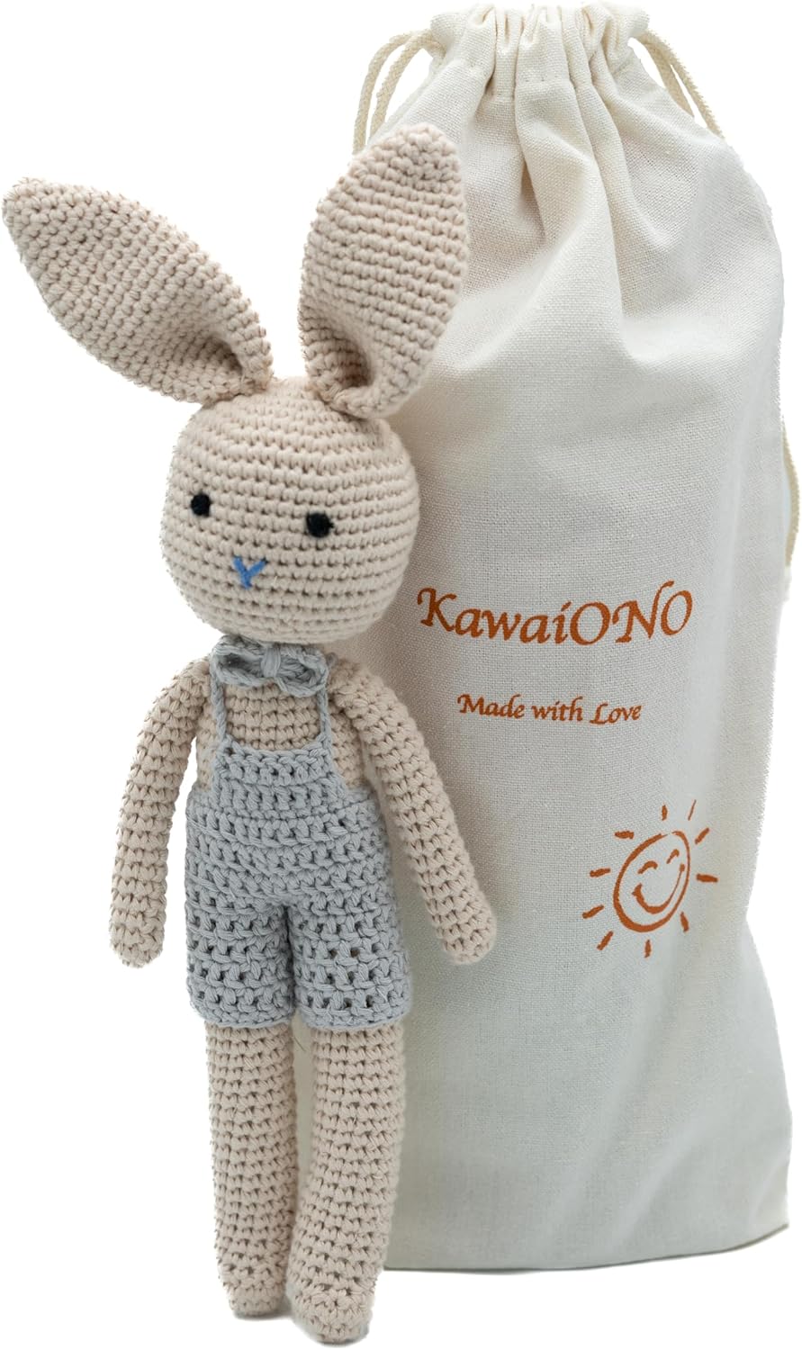 KawaiOnO Bunny Dad Cream Blue Handmade Plushie Doll
