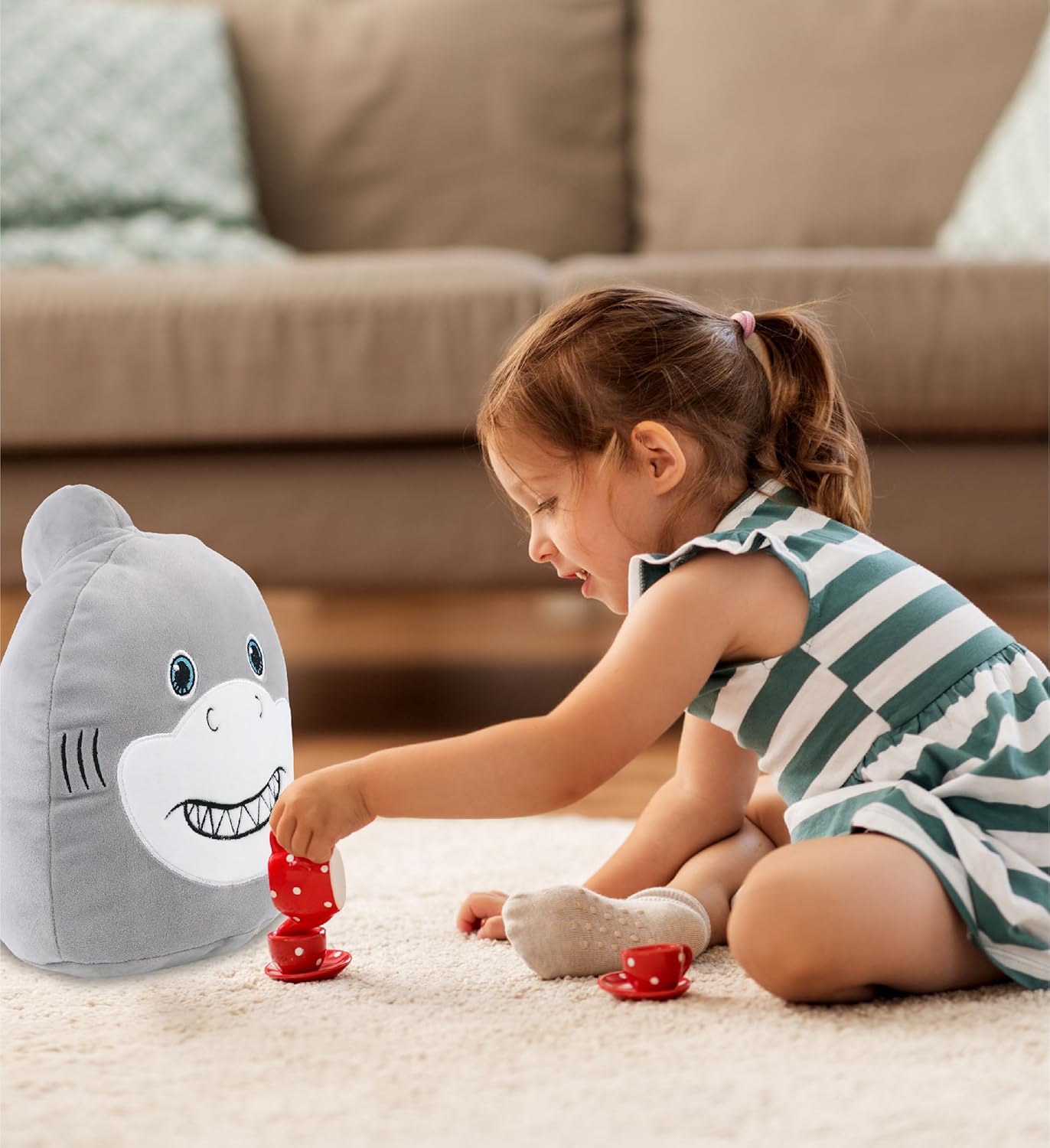 DolliBu Snug-Mooshies Shark Plush Toy - 10 Inch Huggable