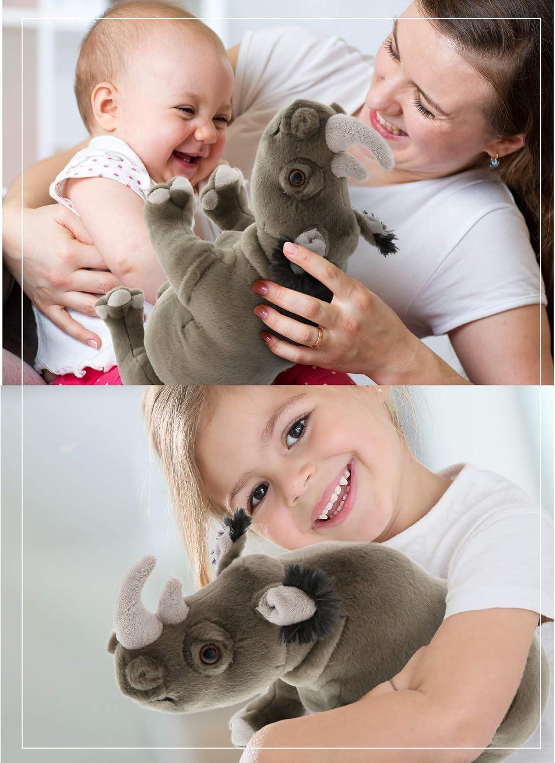 DolliBu Wild Stuffed Animal Soft Plush Rhino Toy for Kids