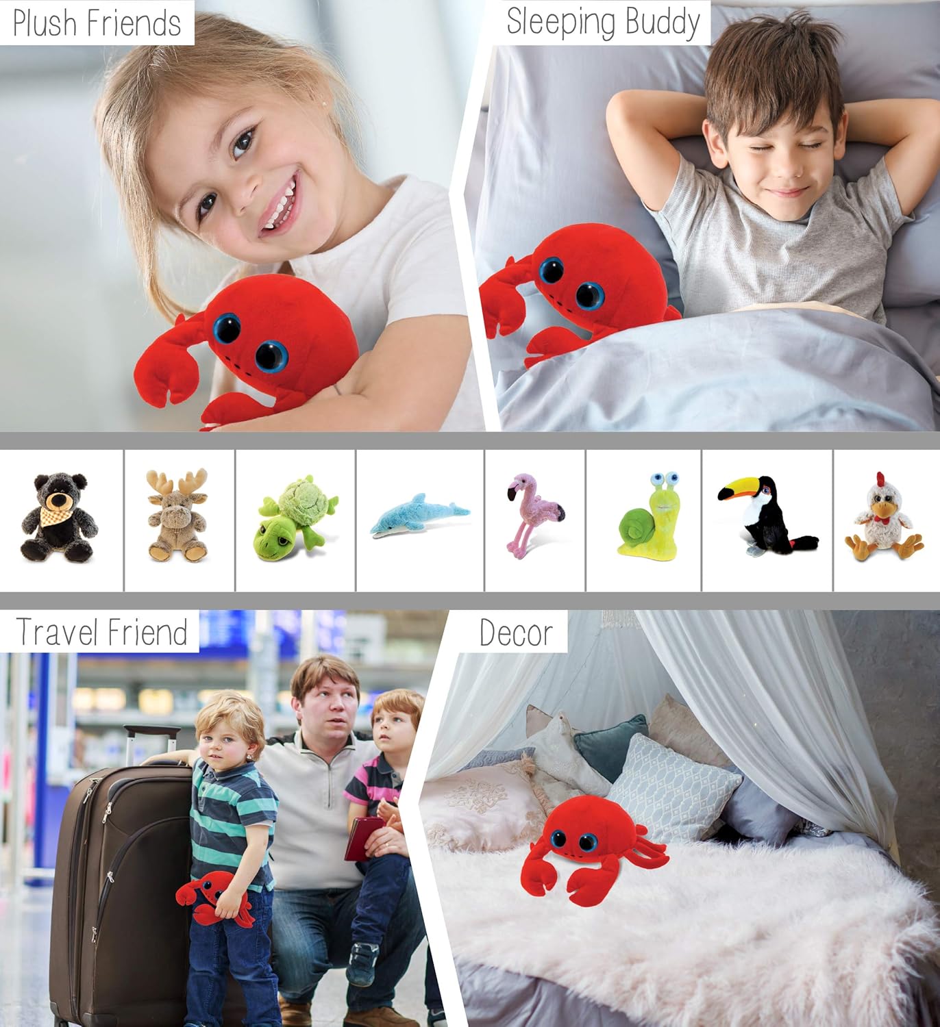 DolliBu Big Eye Red Crab Plush 6 Inch 1