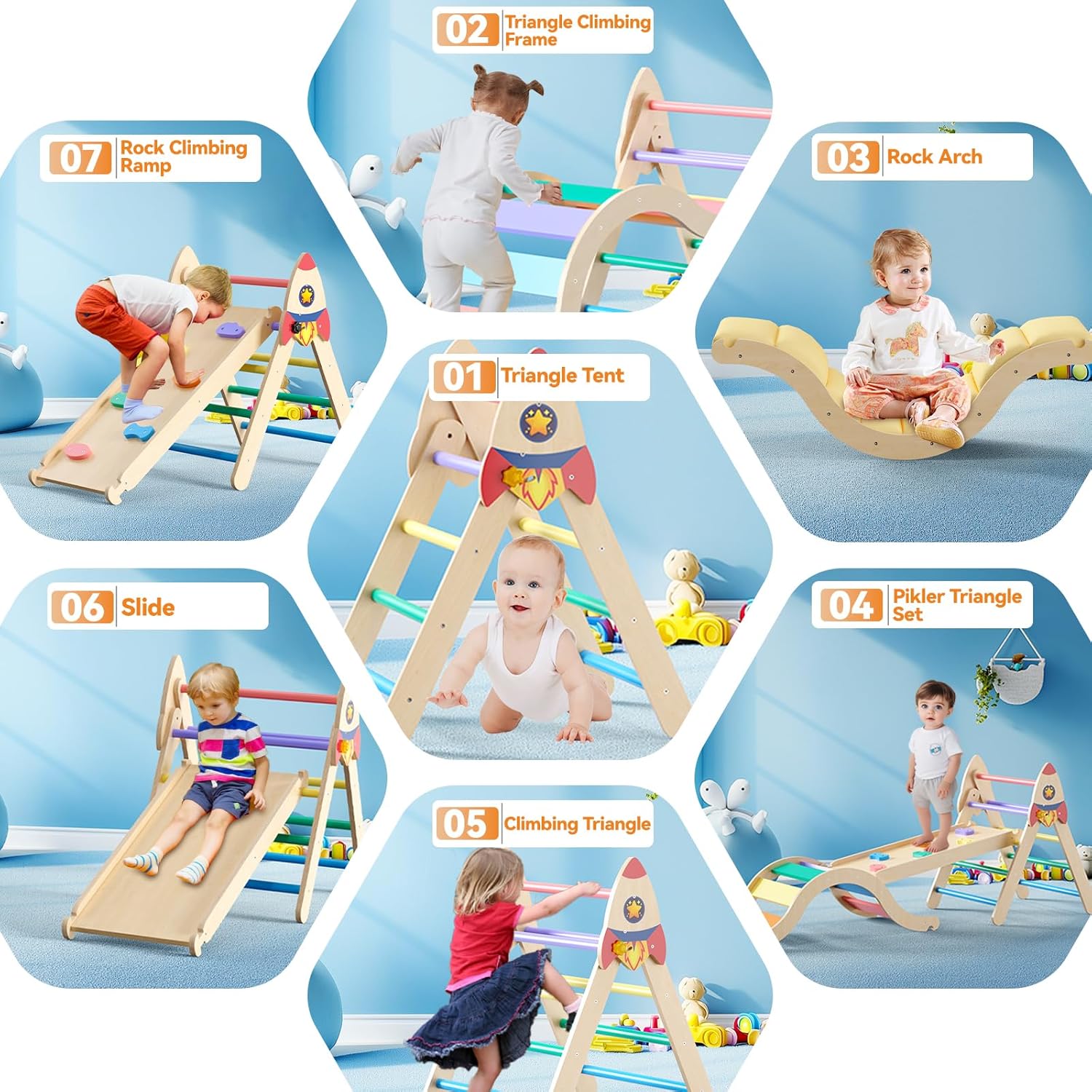 Pikler Triangle Set for Toddlers 1-3 Years