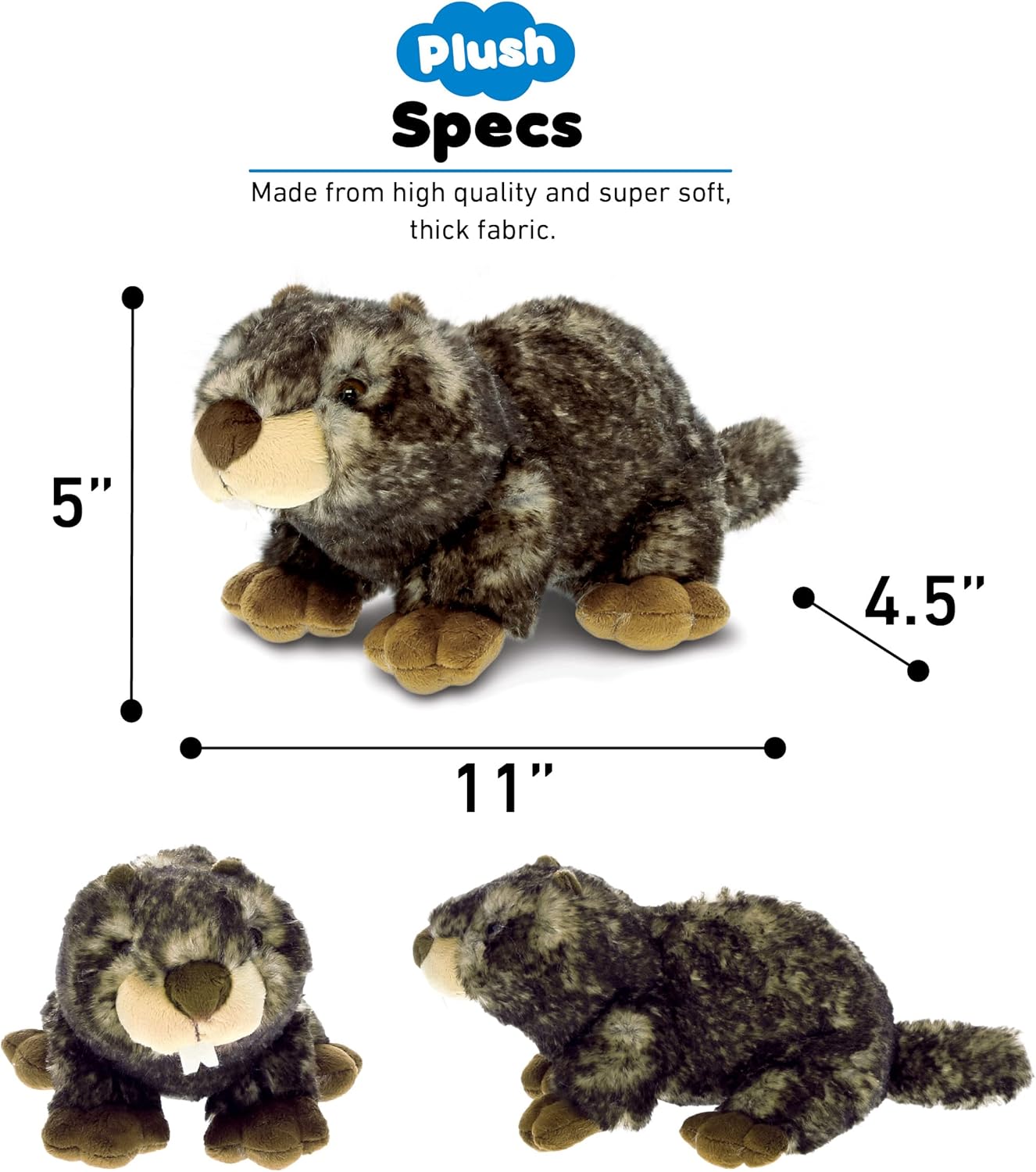 DolliBu Brown Marmot Plush - 11 Inches