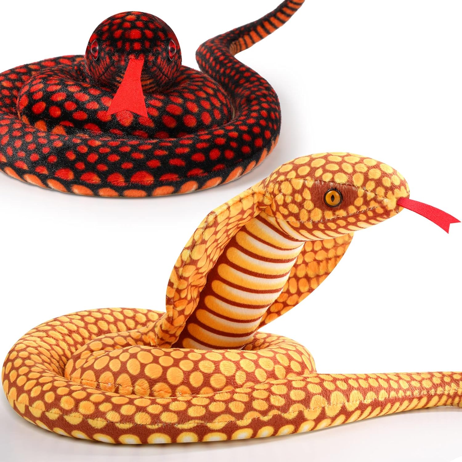 Zhanmai 2 Pcs Giant Lifelike Cobra Plush Snake Toys