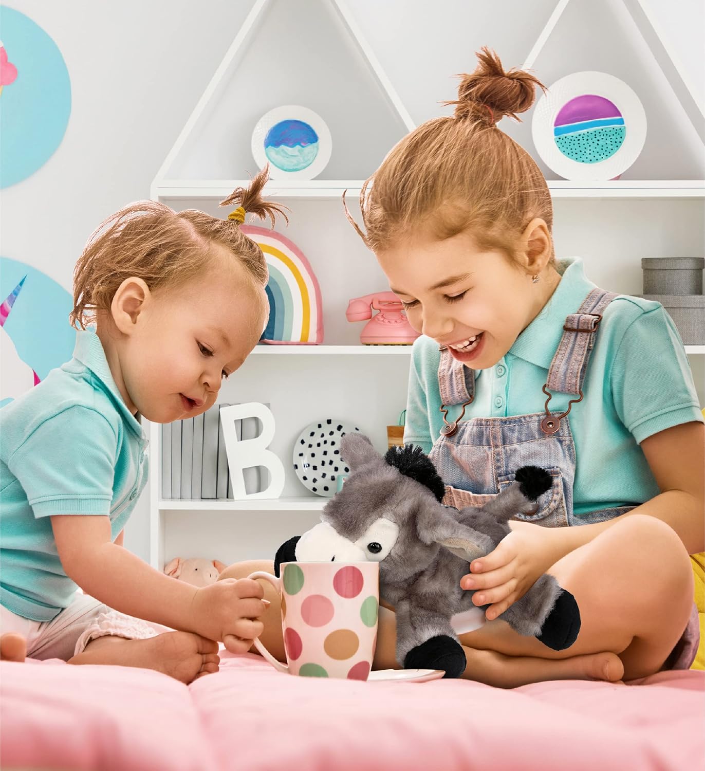 Puzzled DolliBu Plush Donkey - 9 Inch Soft Huggable Grey Stuffed Animal Toy
