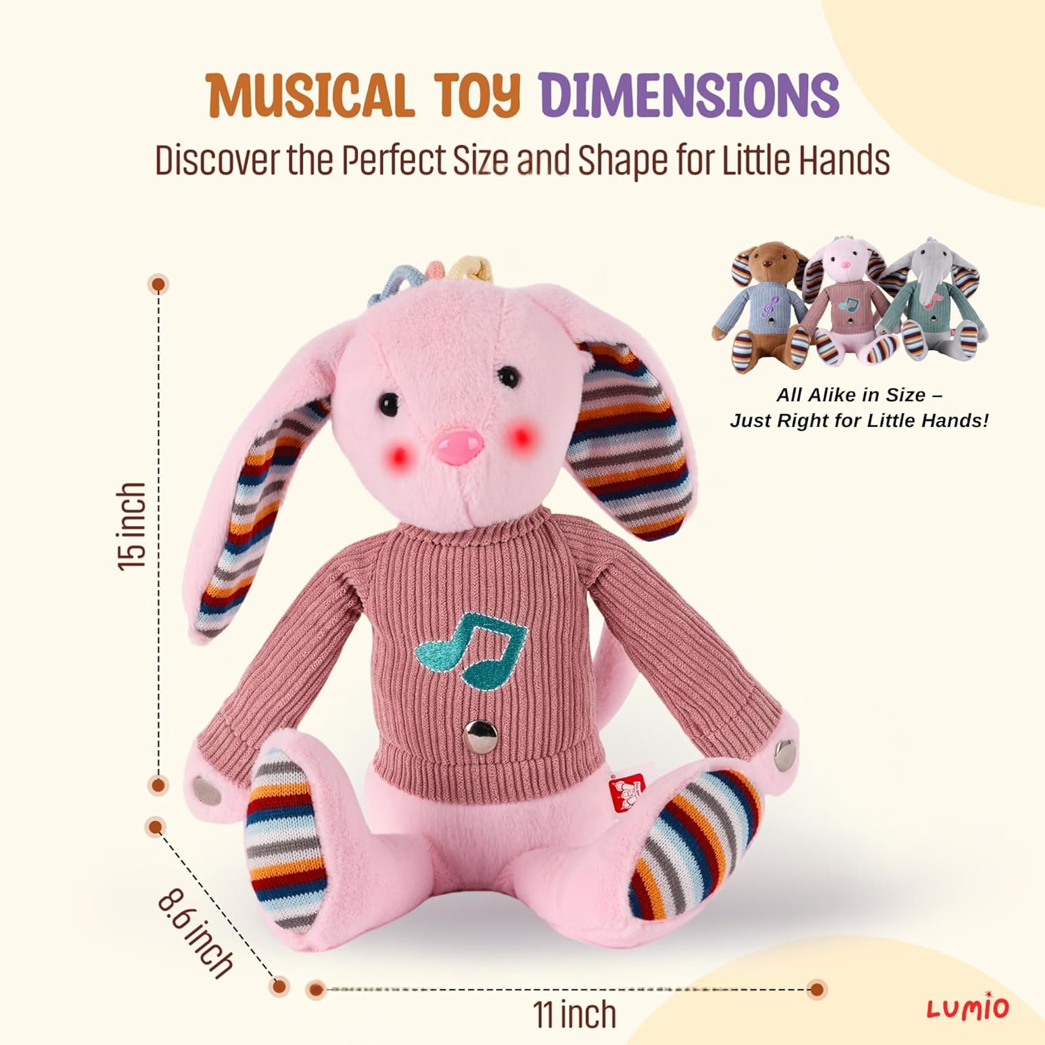 Lumio Musical Bunny Plush Toy with Lights Sounds 1