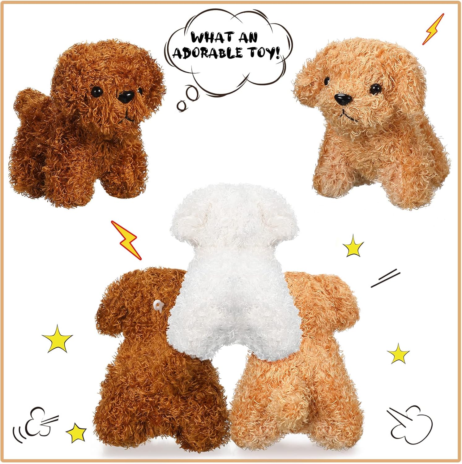 Skylety 12-Pack Mini Shaggy Dog Plush Toys