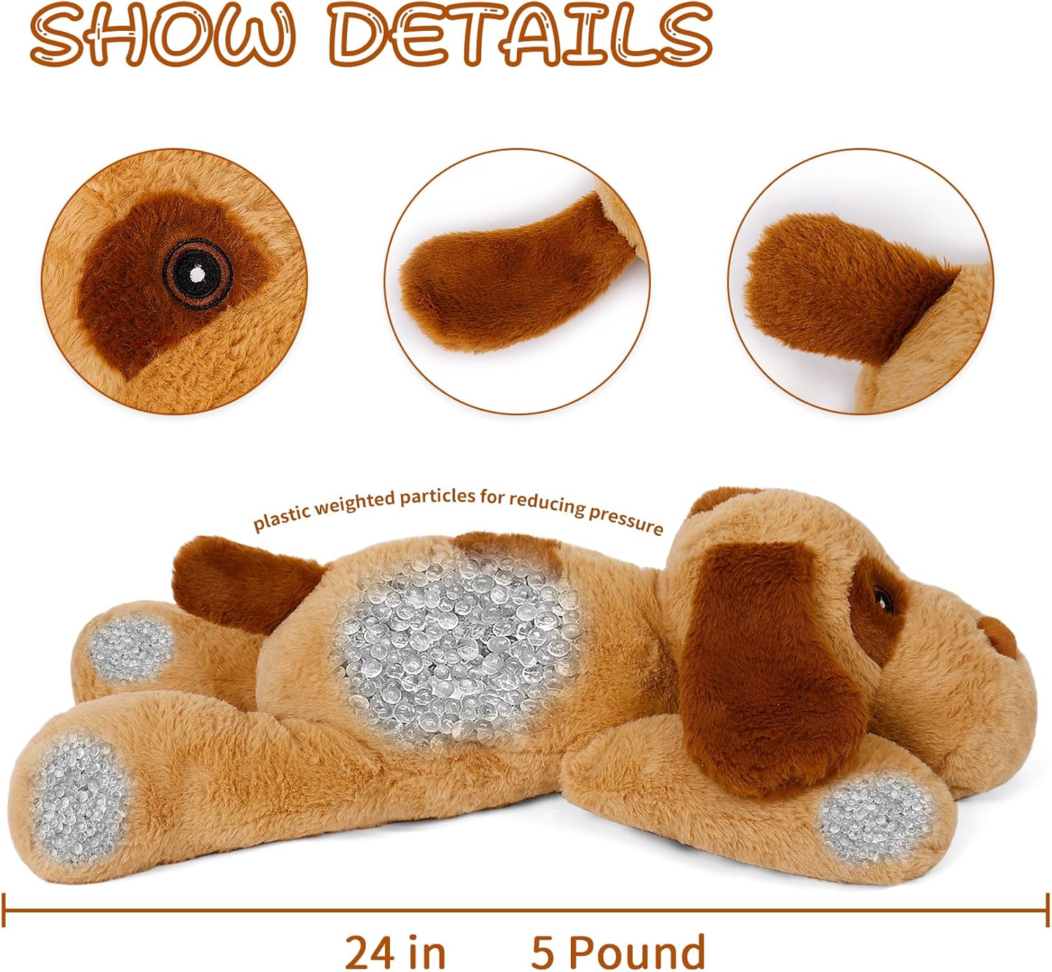Gubuy 5lbs Dog Weighted Plush Toy 24in