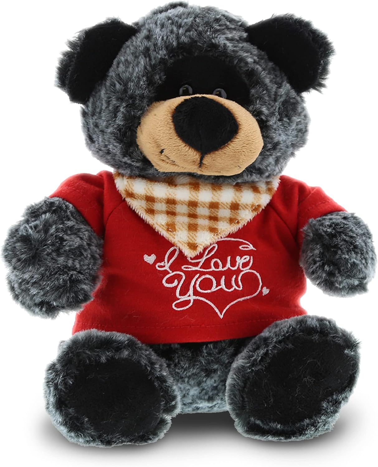 DolliBu I Love You Valentine Black Bear Plush - 8 Inches