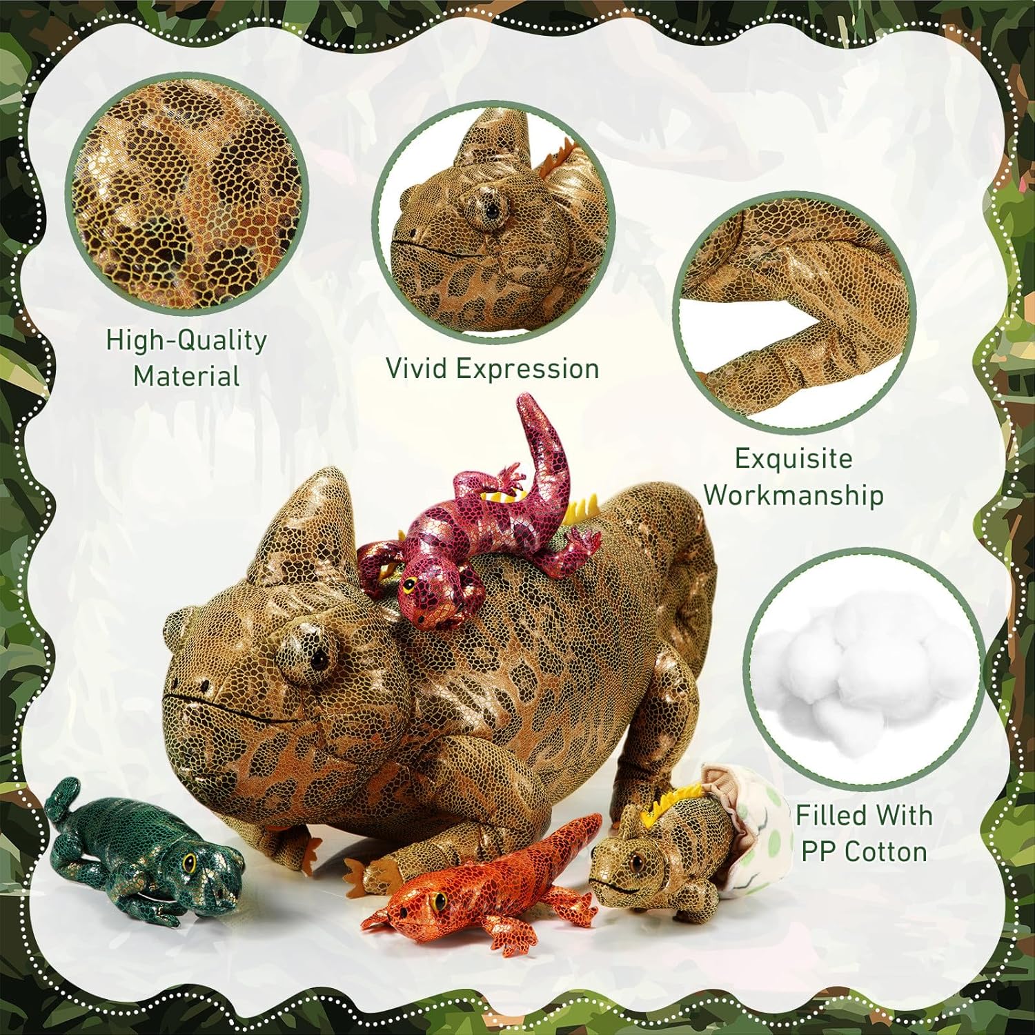 Lenwen 5 Pieces Chameleon Plush Toy Set