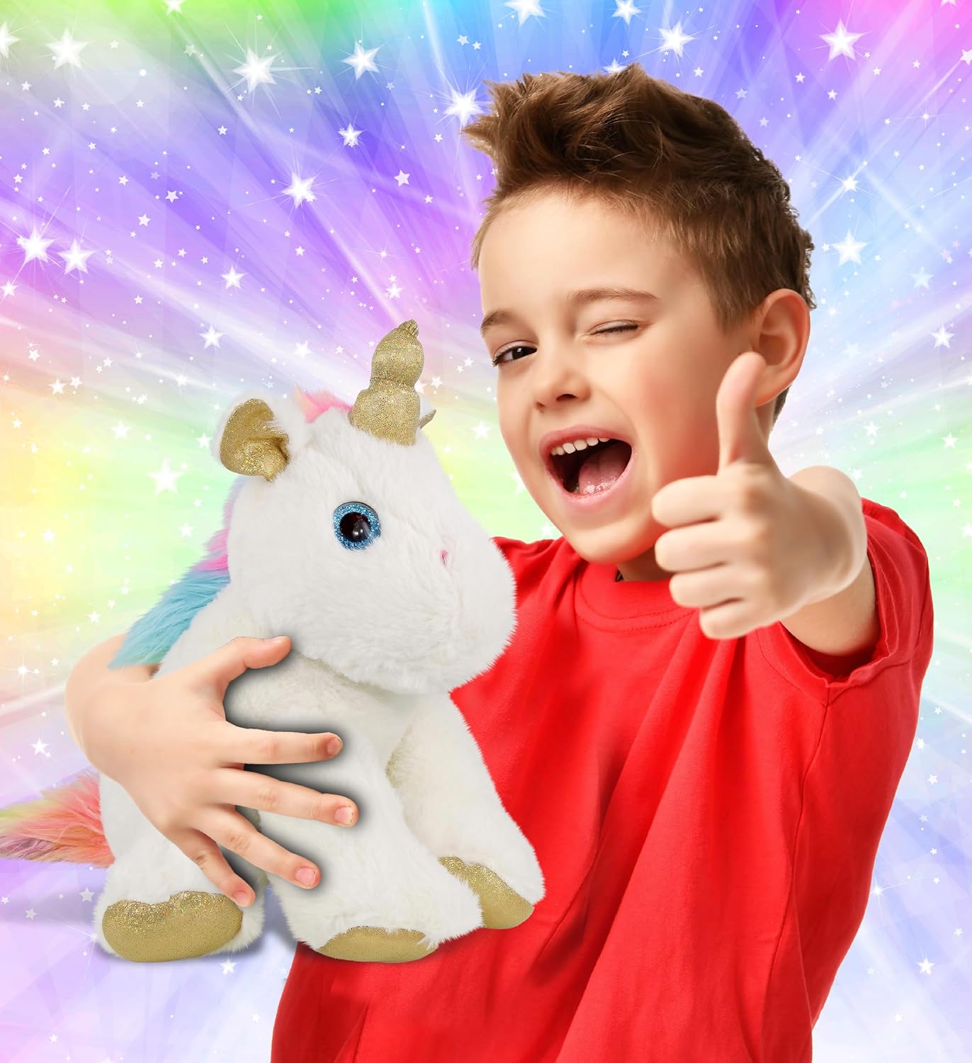 DolliBu White Gold Unicorn Plush 115 Inch