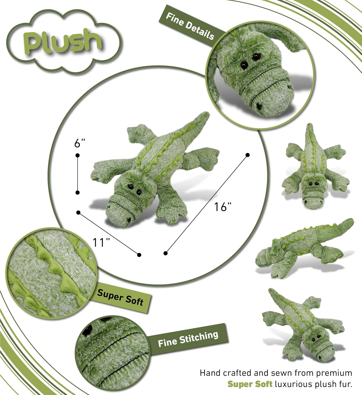 Puzzled DolliBu Alligator Large Super Soft Plush Toy