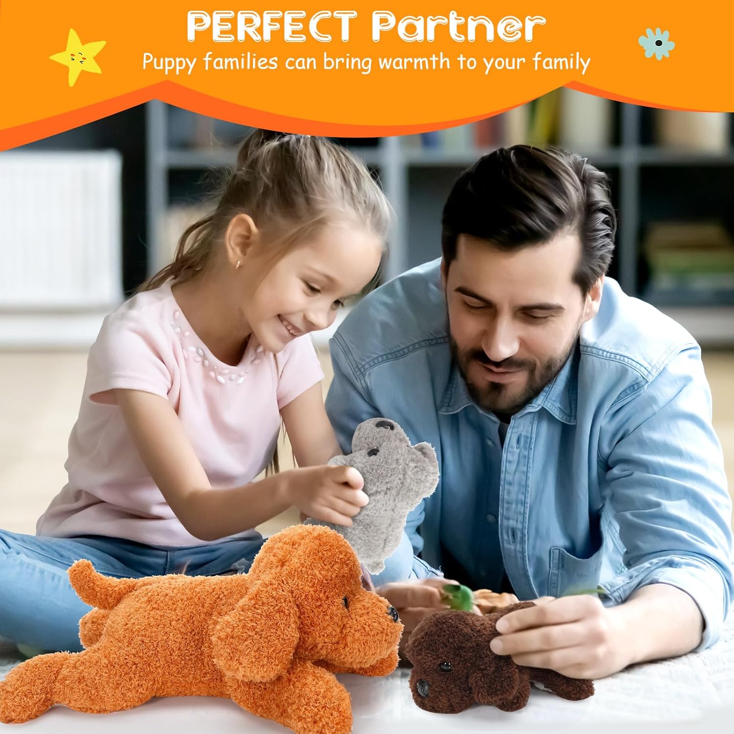 Skylety 5 Pcs Dog Stuffed Animal Set with Baby Puppies