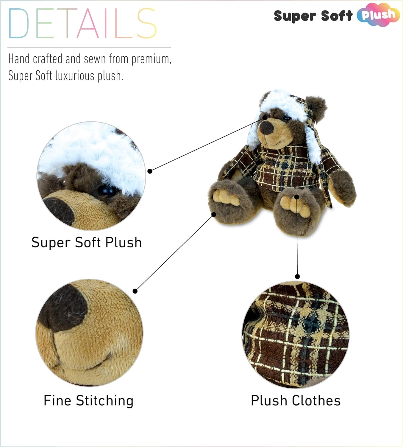 Puzzled DolliBu Plush Brown Bear - 11 Inches