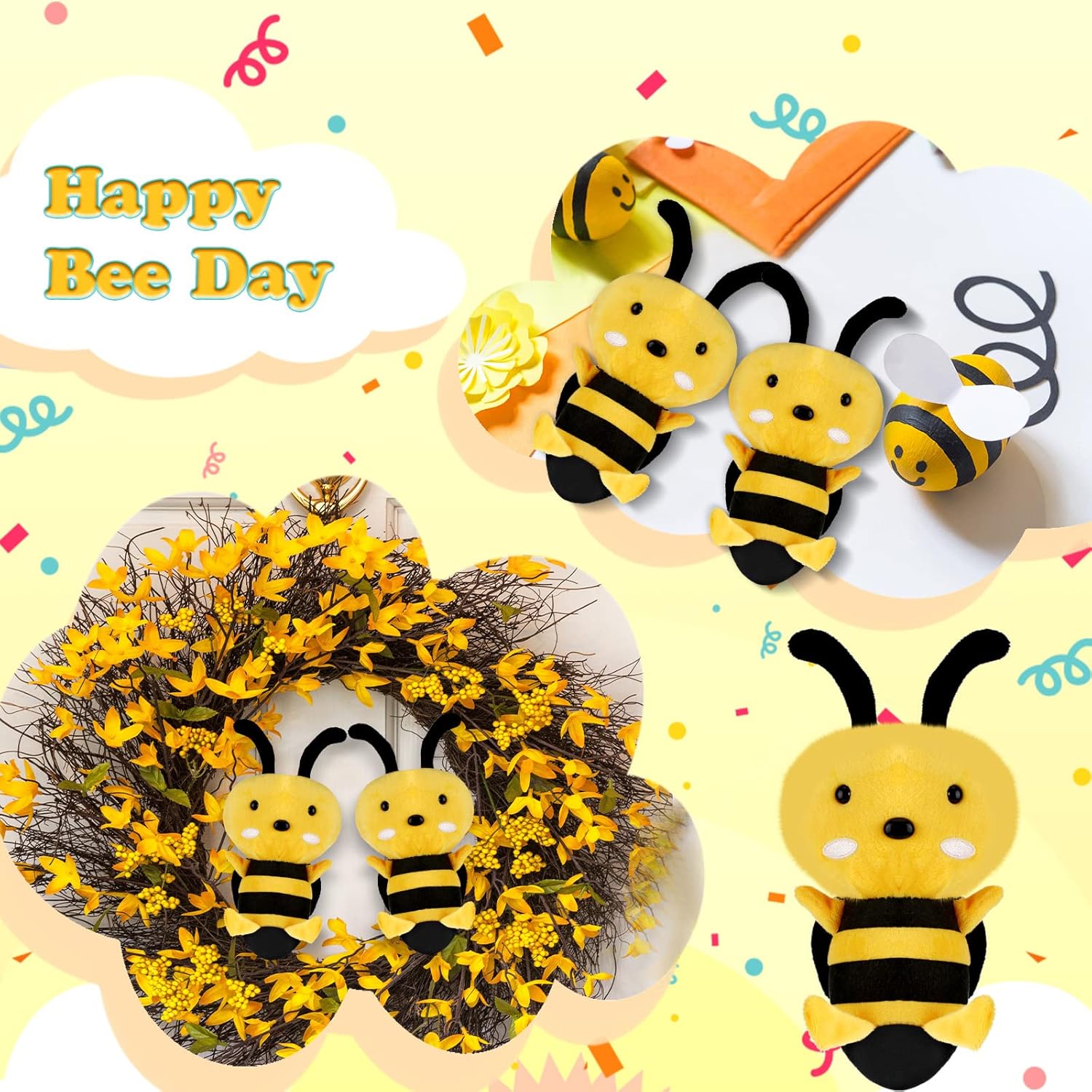 Civaner 2 Pieces Honey Bee Plush Stuffed Animal