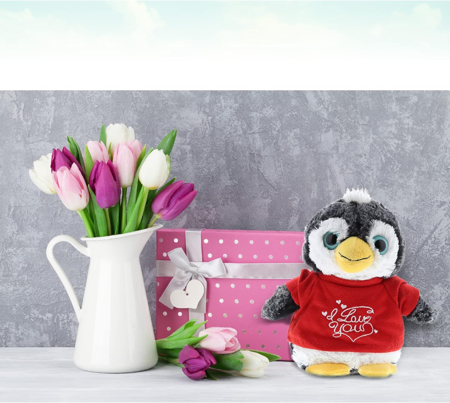 DolliBu I Love You Valentine Plush Penguin - 9 Inches Cute Stuffed Animal