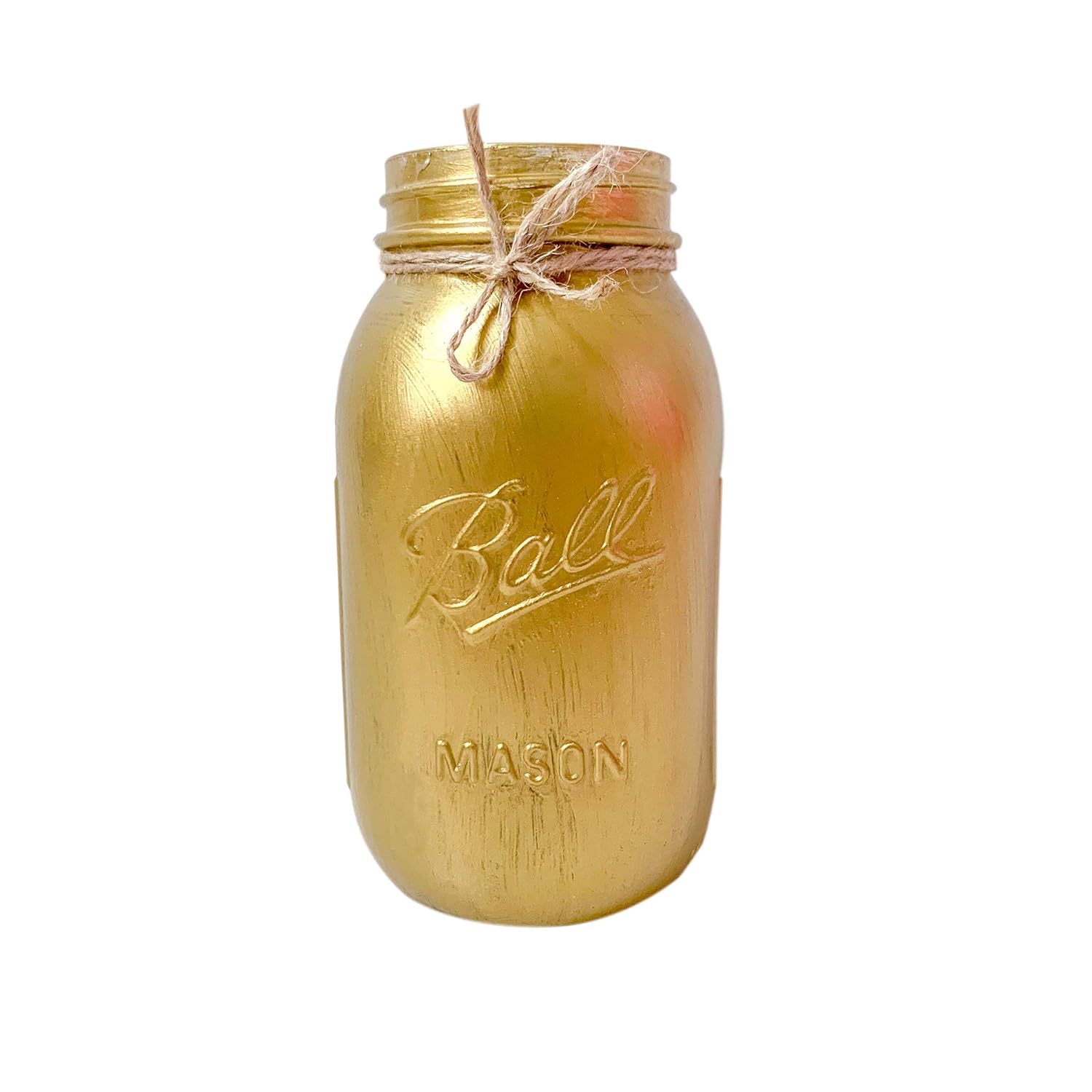 Gold Mason Jar - Hand Painted Quart 32 oz Jar for Centerpiece