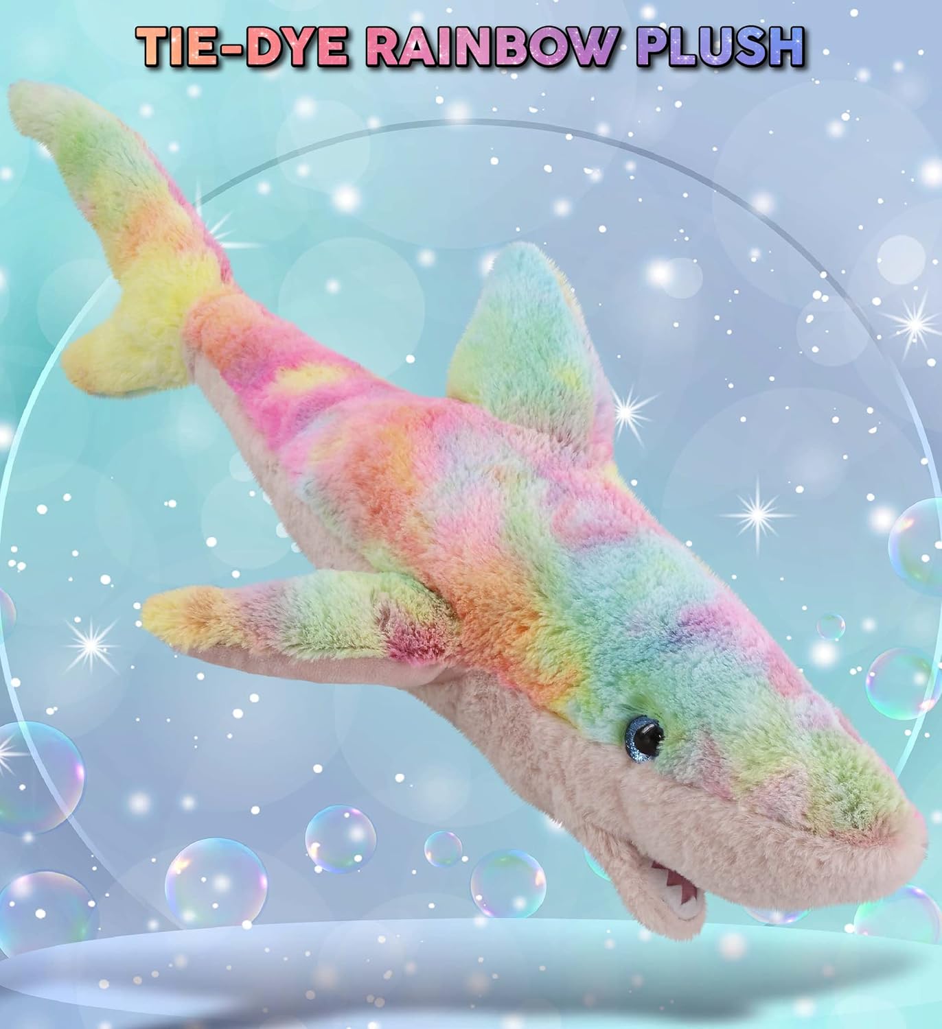 DolliBu Large Rainbow Shark Plush Toy