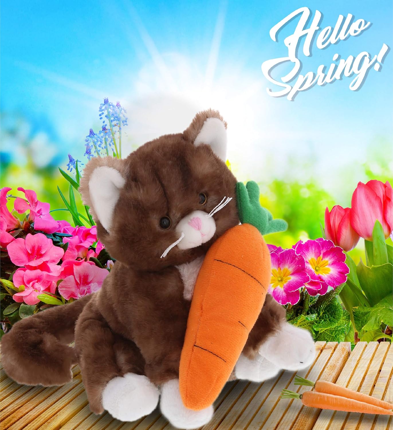 DolliBu Happy Easter Brown Cat Plush Toy 7 Inches