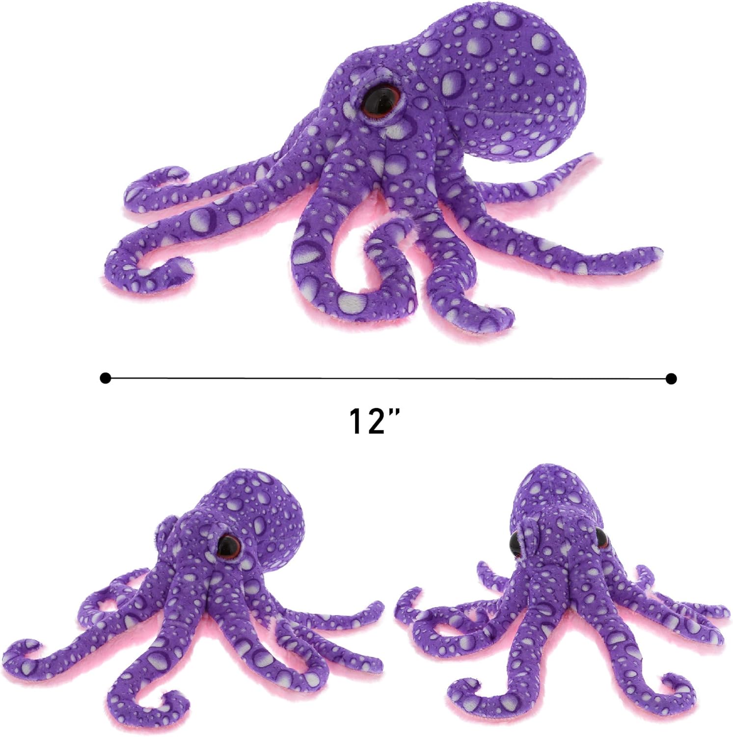 DolliBu Wild Stuffed Animal Purple Octopus 12 in