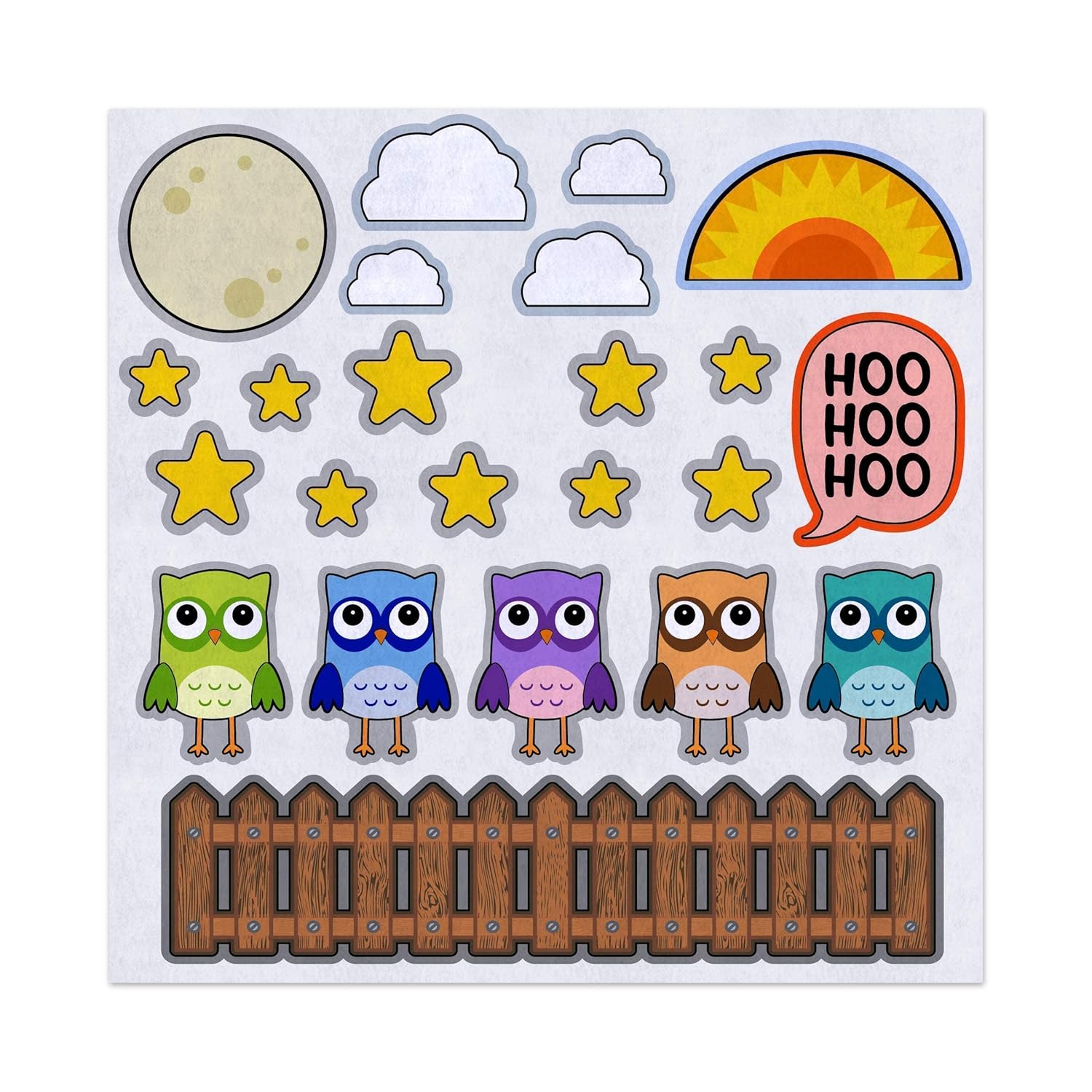 Groovy Giftables 5 or 10 Little Owls Felt Play Art Set