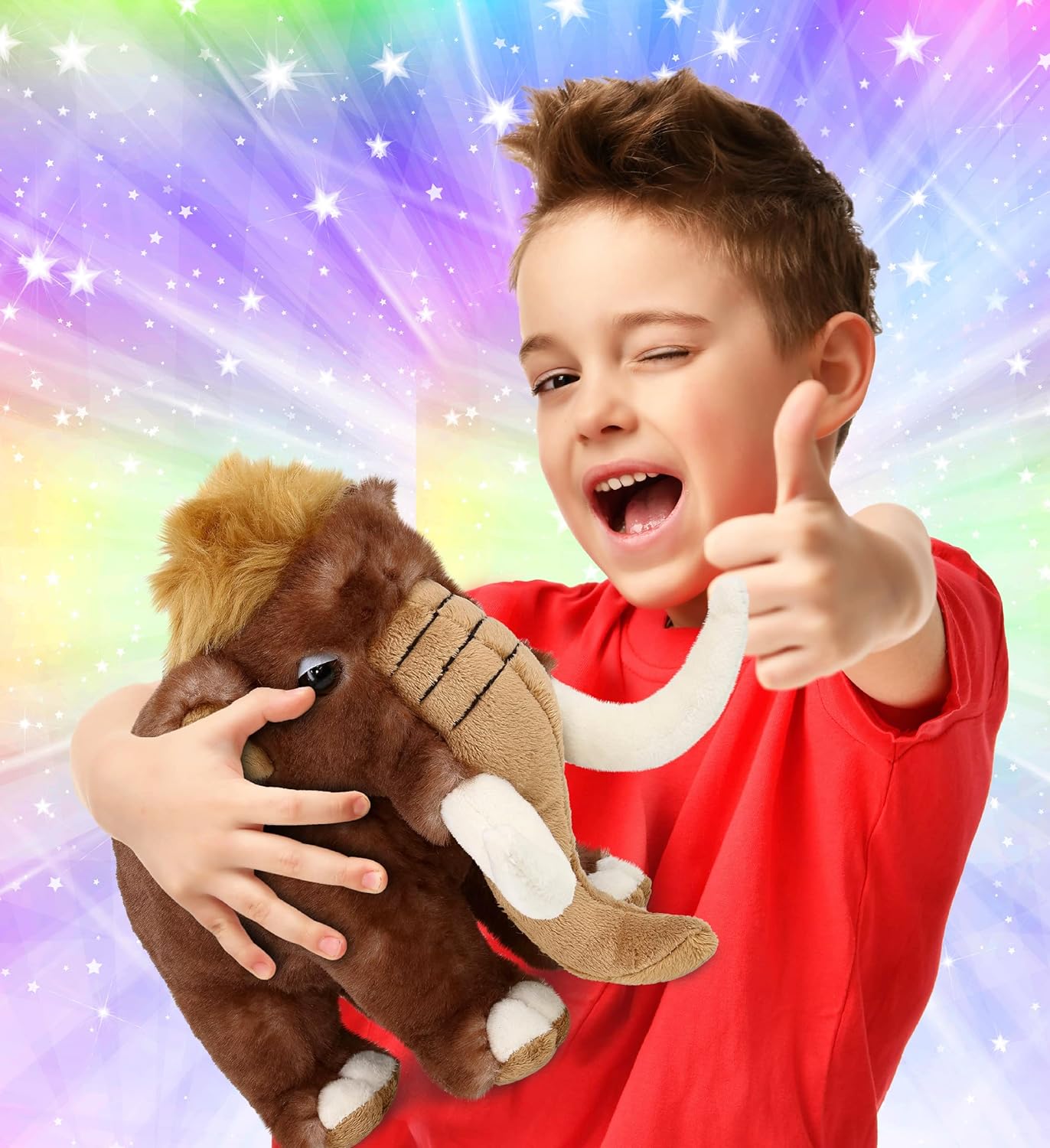 DolliBu Plush Mammoth Stuffed Animal - 9 Inch Huggable Wild Toy