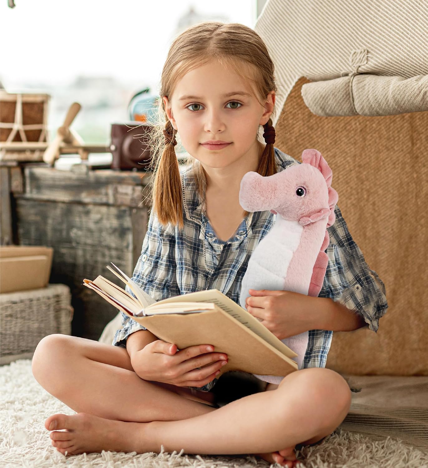 DolliBu Rose Seahorse 12-Inch Cuddly Plush Toy