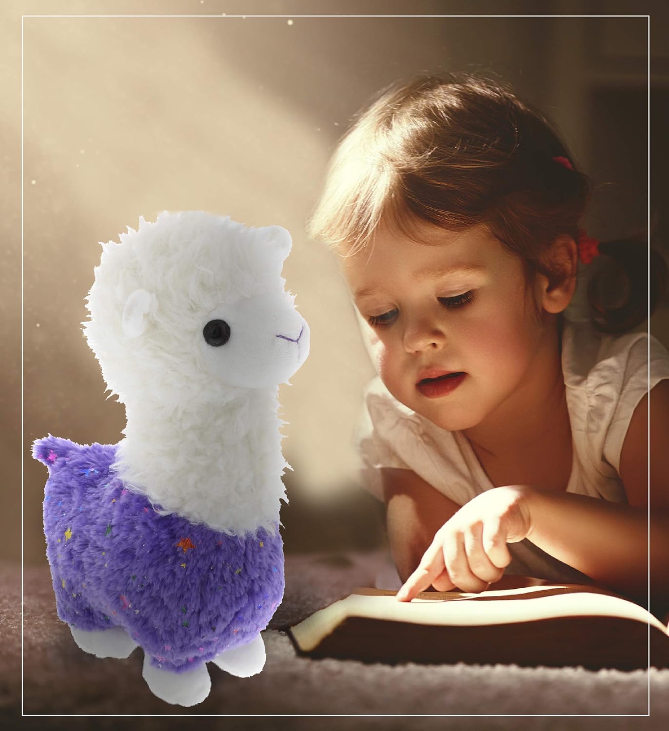 DolliBu Sparkle Purple Llama Plush 115 Inch Huggable Stuffed Animal