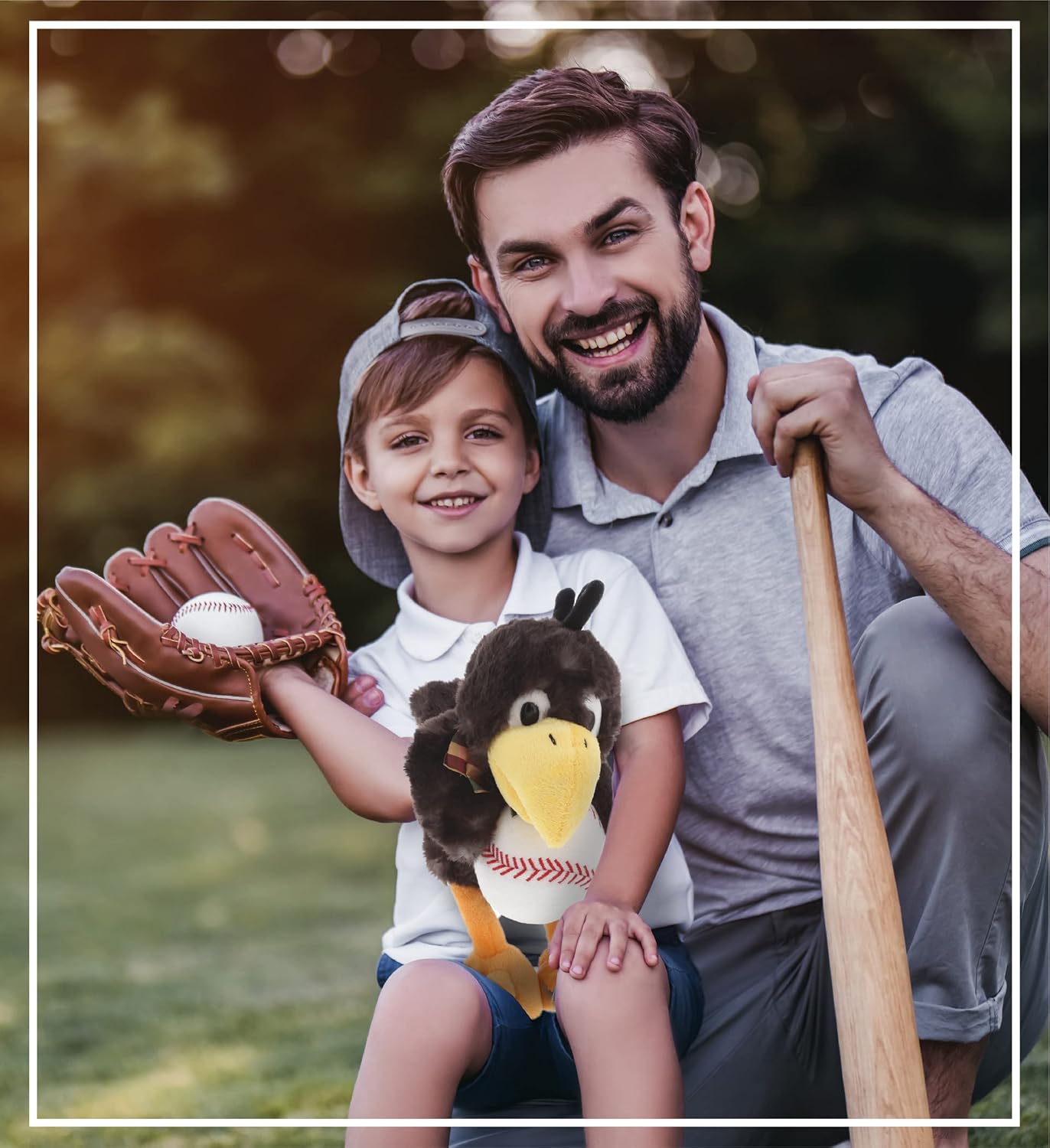DolliBu Sitting Crow Plush with Baseball - 95 Inches 1