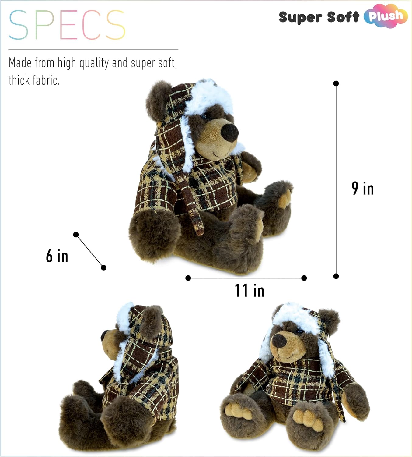 Puzzled DolliBu Plush Brown Bear - 11 Inches