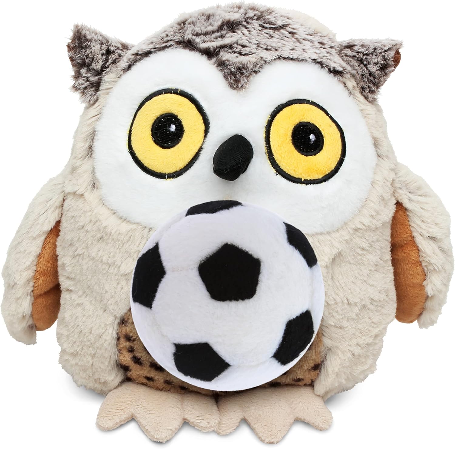 DolliBu Fat Brown Owl Stuffed Animal with Soccer Ball Plush