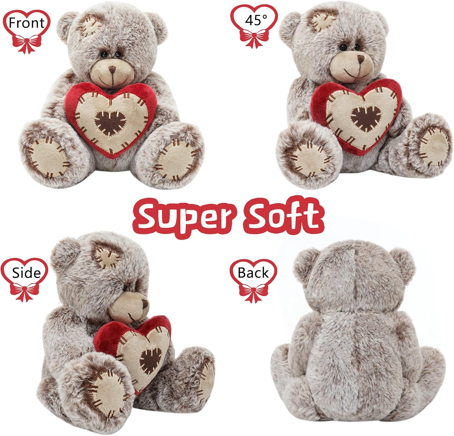 10 Inch Plush Teddy Bear with Red Heart Pillow
