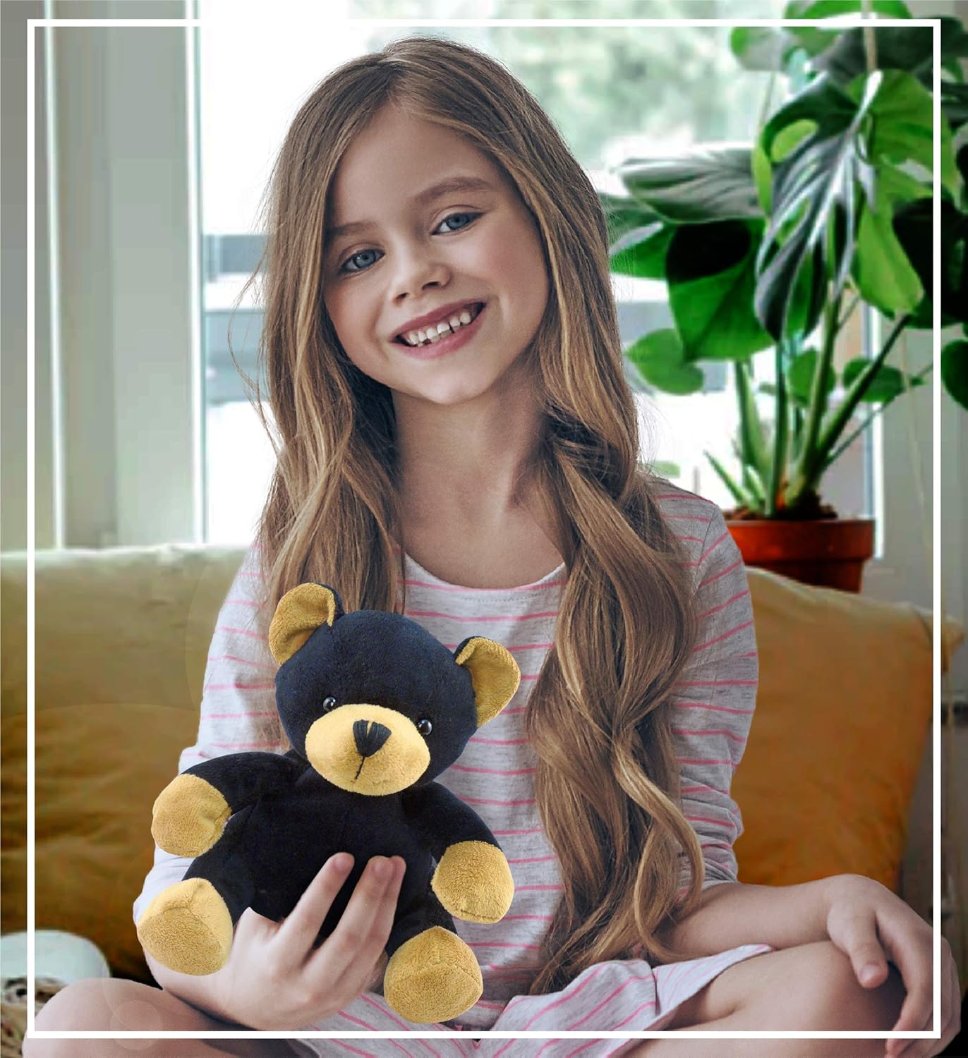 DolliBu Plush Black Bear Stuffed Animal - 6 Inches
