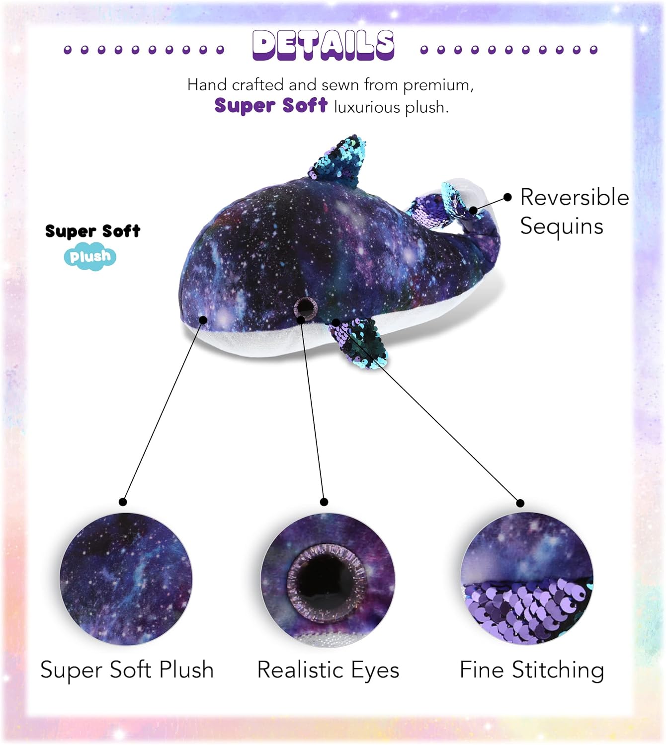 DolliBu Whale Space Flip Sequin Plush Toy 1
