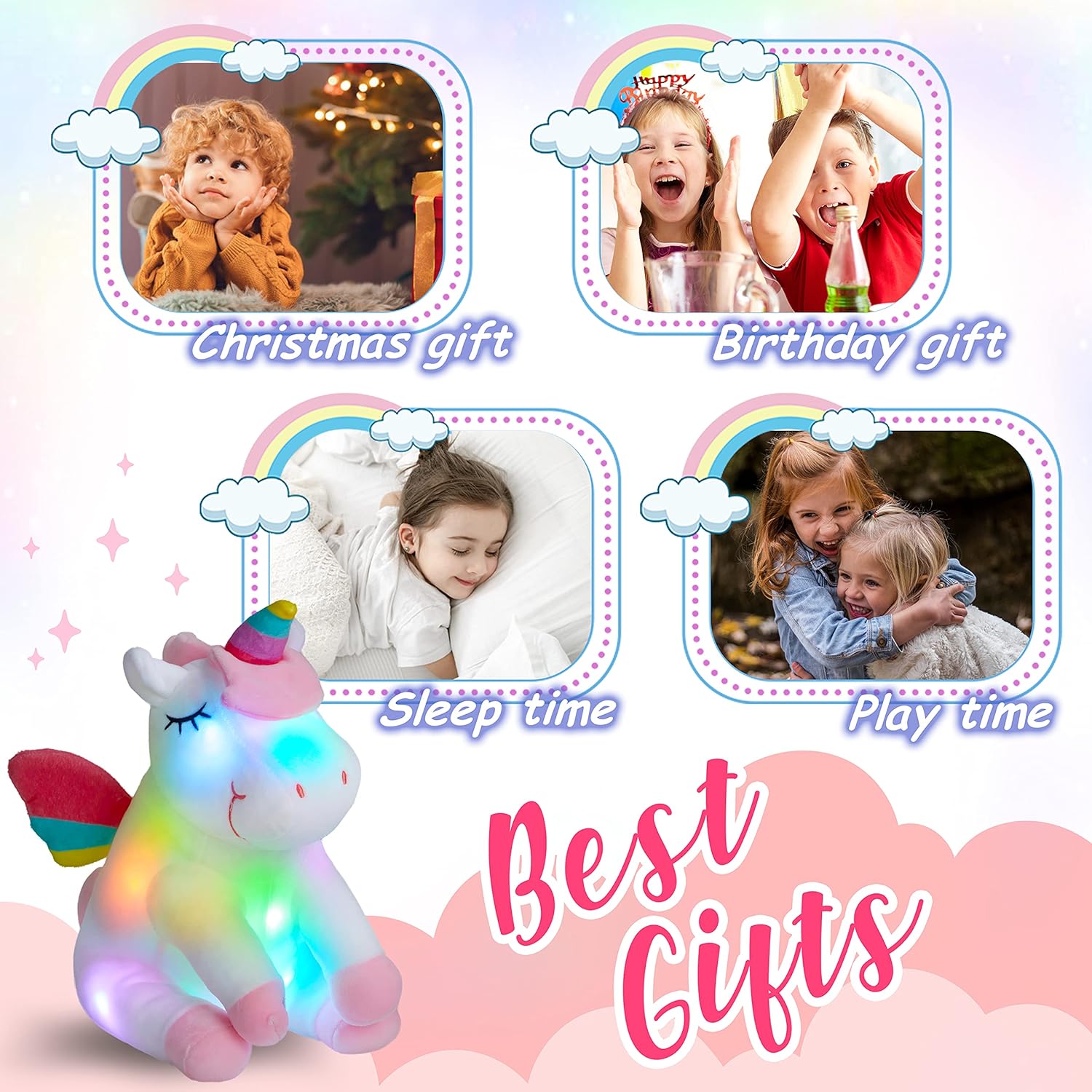 Athoinsu 12 Inch Light Up Unicorn Plush Toy
