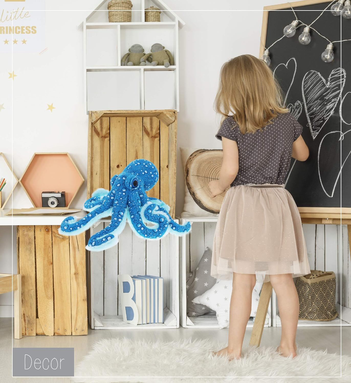 DolliBu 16 Inch Large Blue Octopus Plush Toy