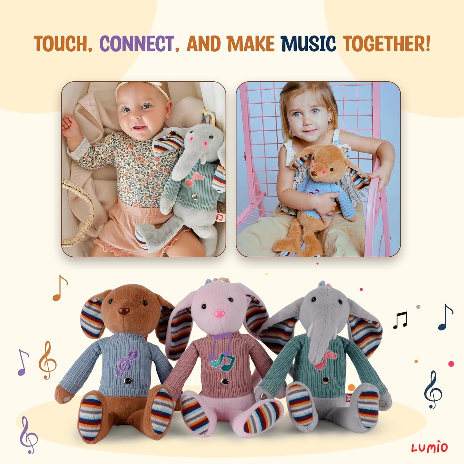 Lumio Musical Bunny Plush Toy with Lights Sounds 1