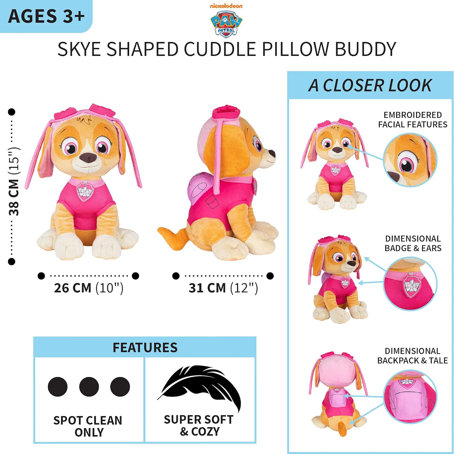 Paw Patrol Skye Plush Cuddle Pillow Buddy One Size