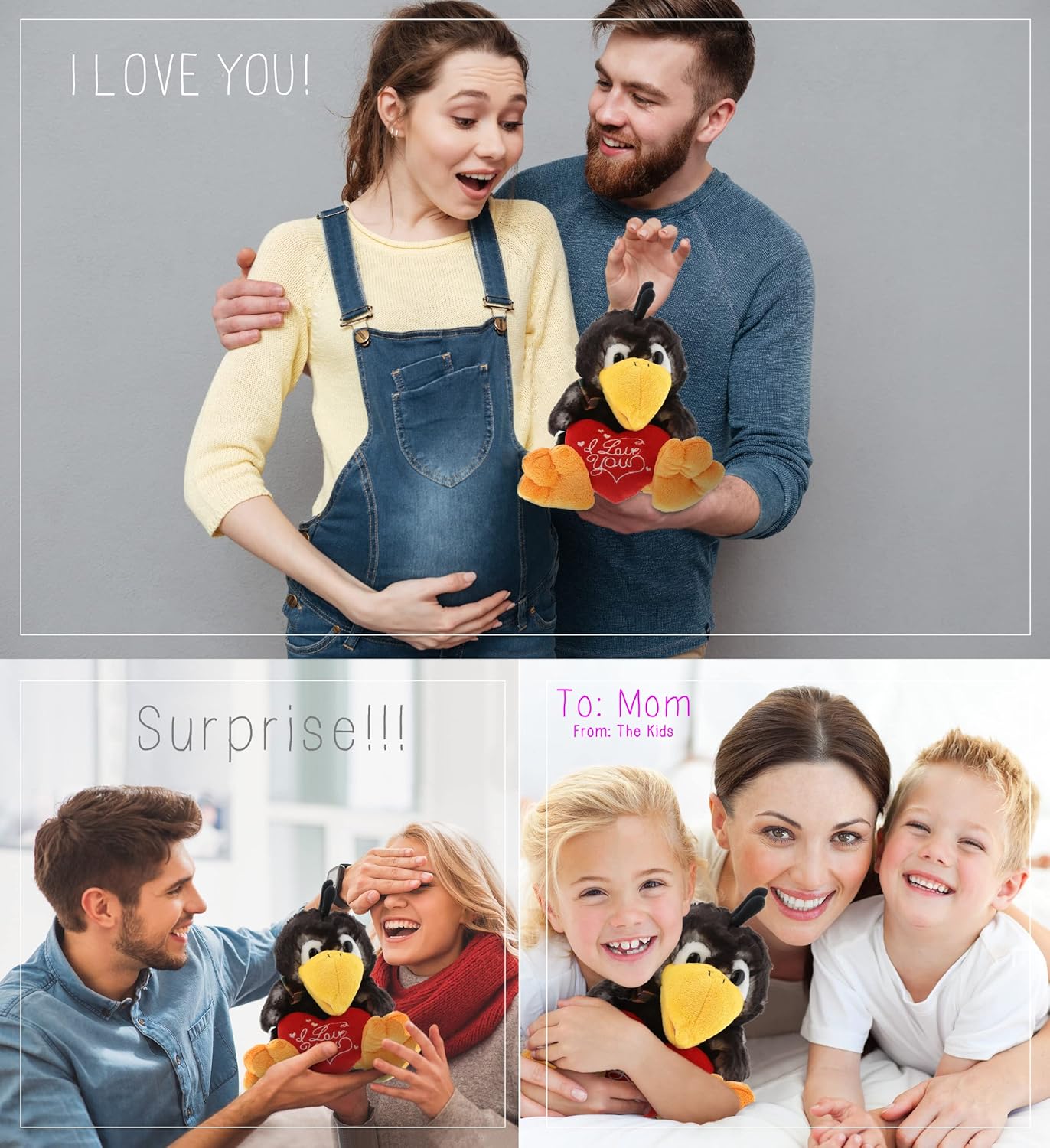 DolliBu I Love You Valentine Sitting Crow Plush - 95 Inches