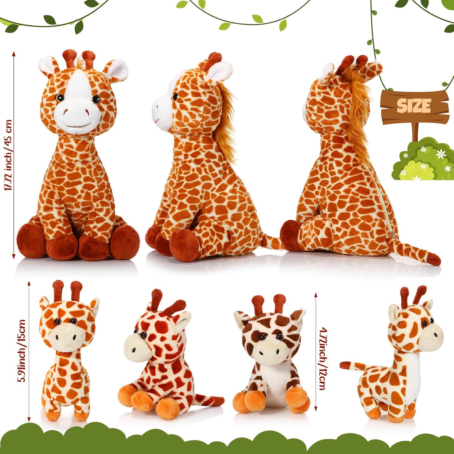 Honoson 5 Pcs Giraffe Plush Set with Babies