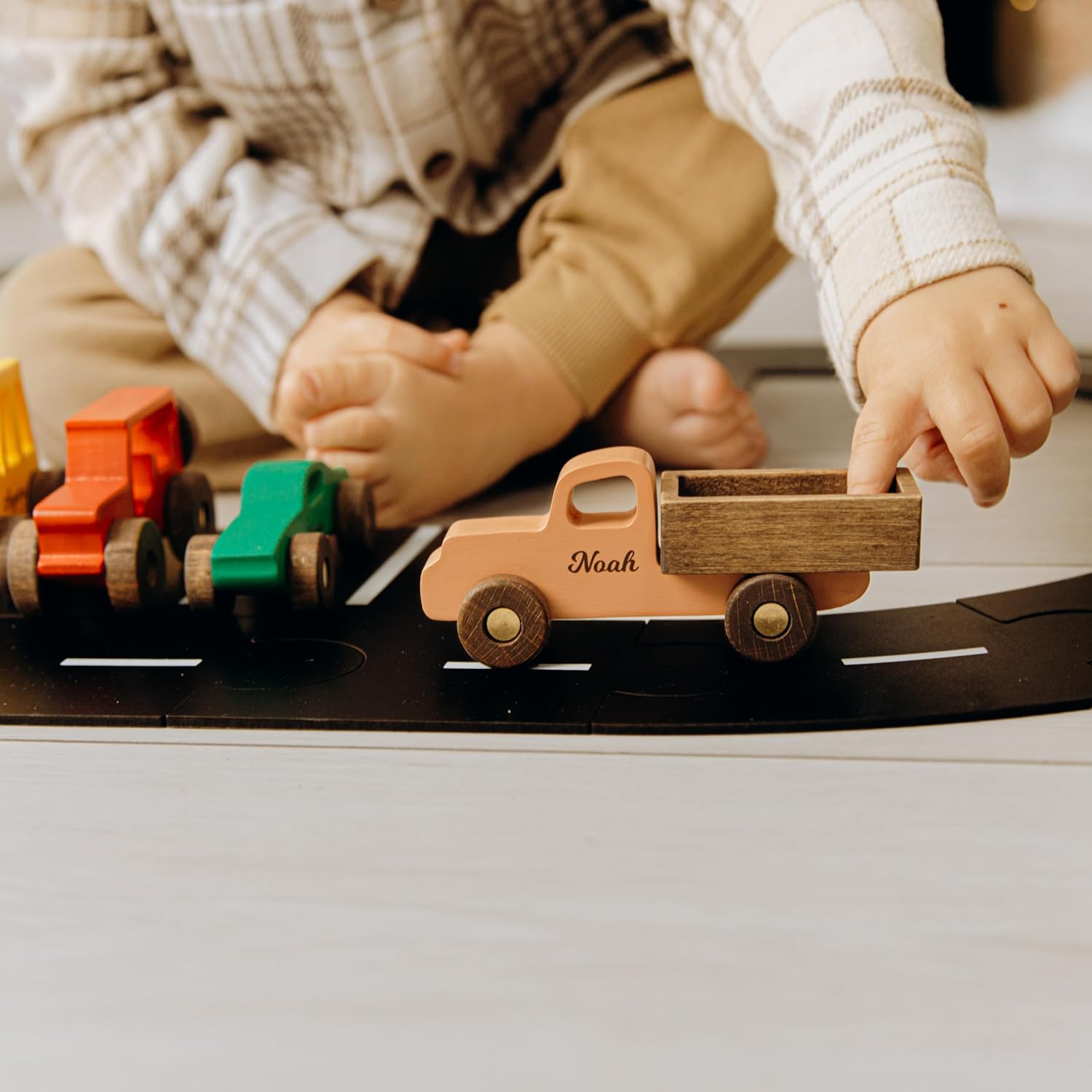 Personalized Wooden Toy Cars Set for Kids
